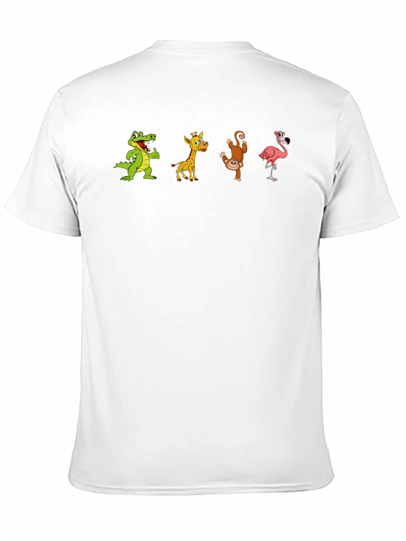 Black T-Shirt with Animal Cartoon Print