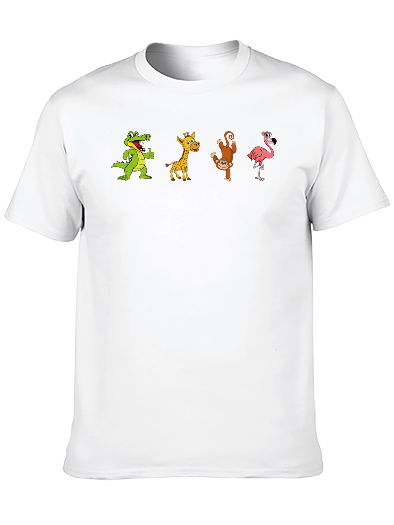 Black T-Shirt with Animal Cartoon Print