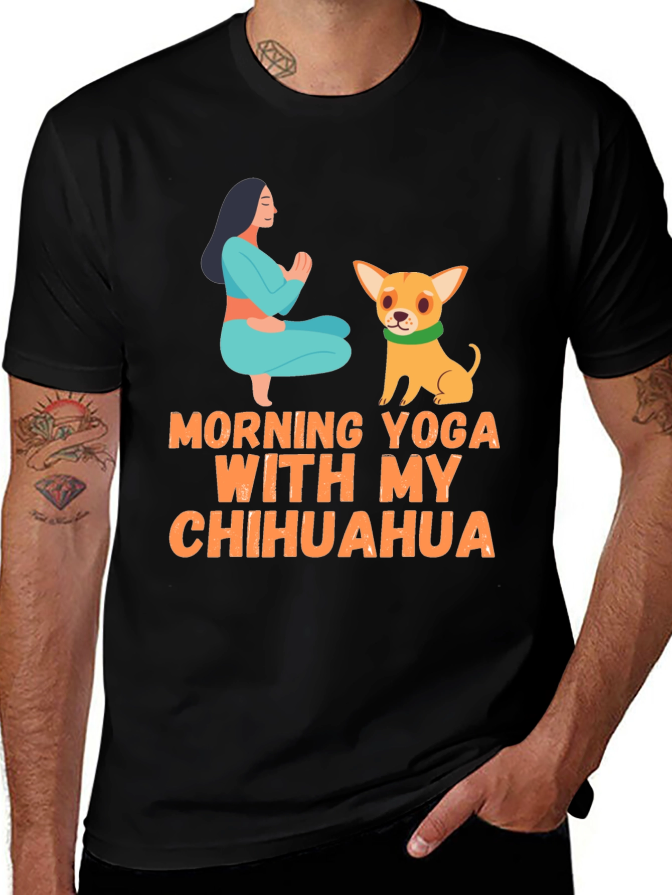 Yoga Chihuahua T-Shirt: Morning Yoga Design Tee