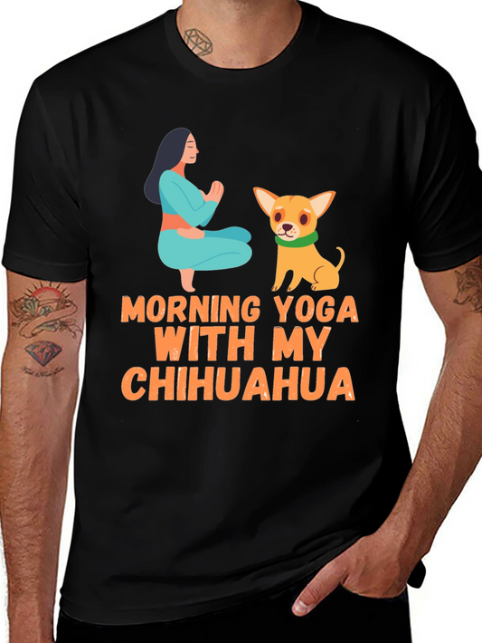 Yoga Chihuahua T-Shirt: Morning Yoga Design Tee