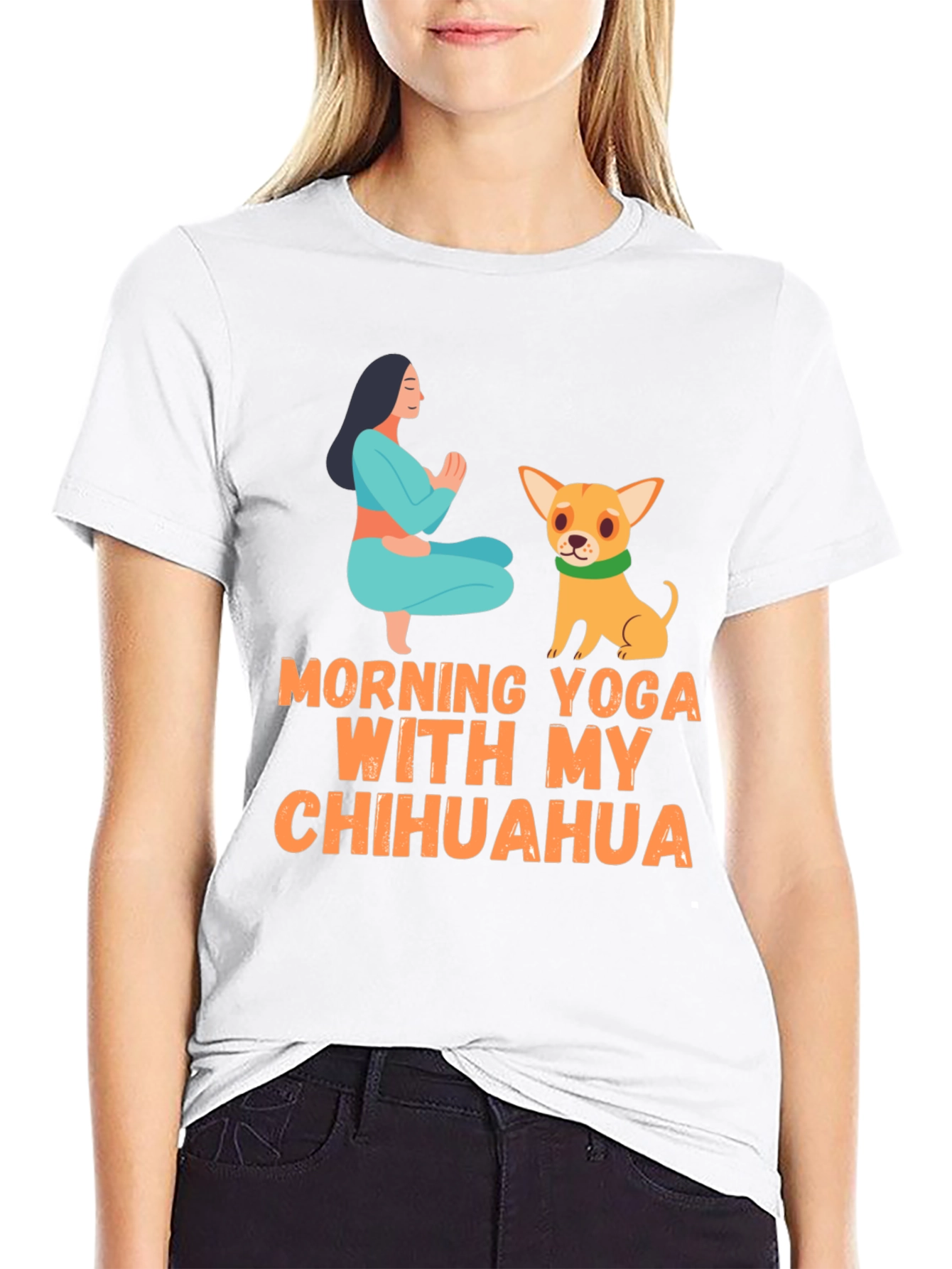 Yoga Chihuahua T-Shirt: Morning Yoga Design Tee
