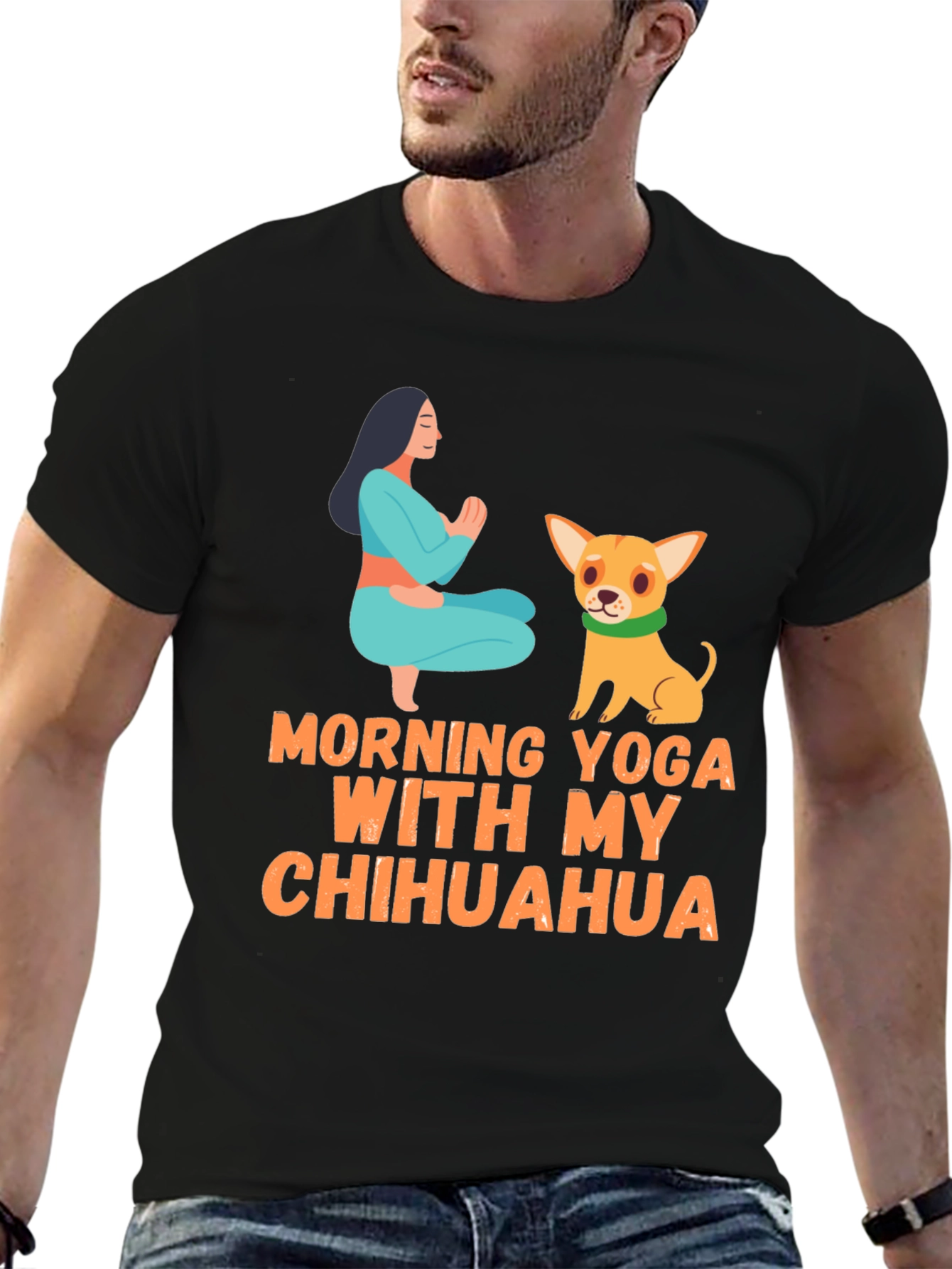 Yoga Chihuahua T-Shirt: Morning Yoga Design Tee