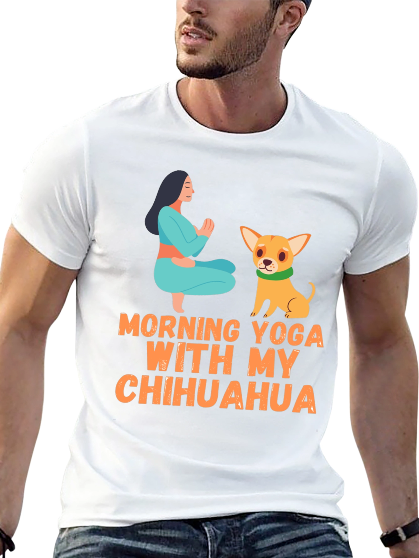 Yoga Chihuahua T-Shirt: Morning Yoga Design Tee
