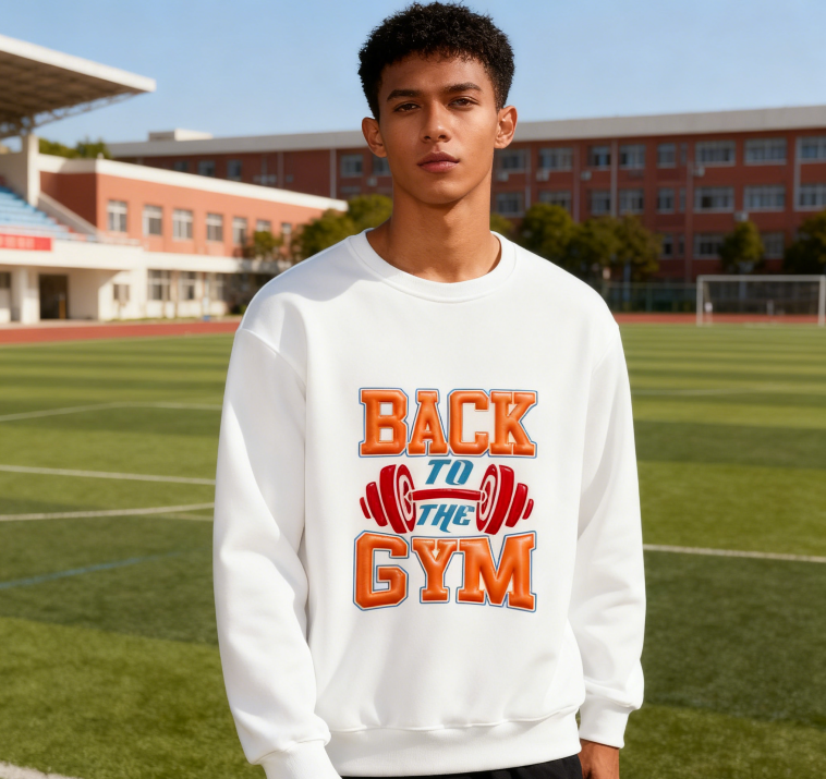 Bold Gym-Inspired Dumbbell Print Sweatshirt