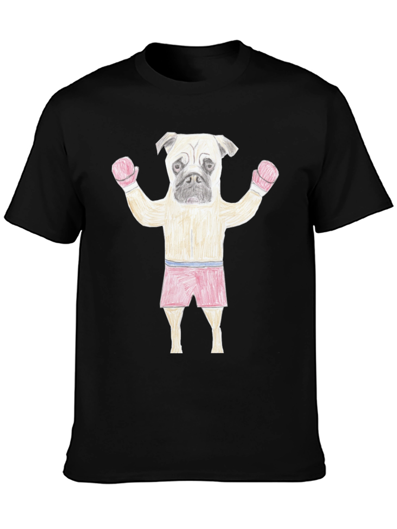 Pug Boxer Black T-Shirt - Funny Animal Tee