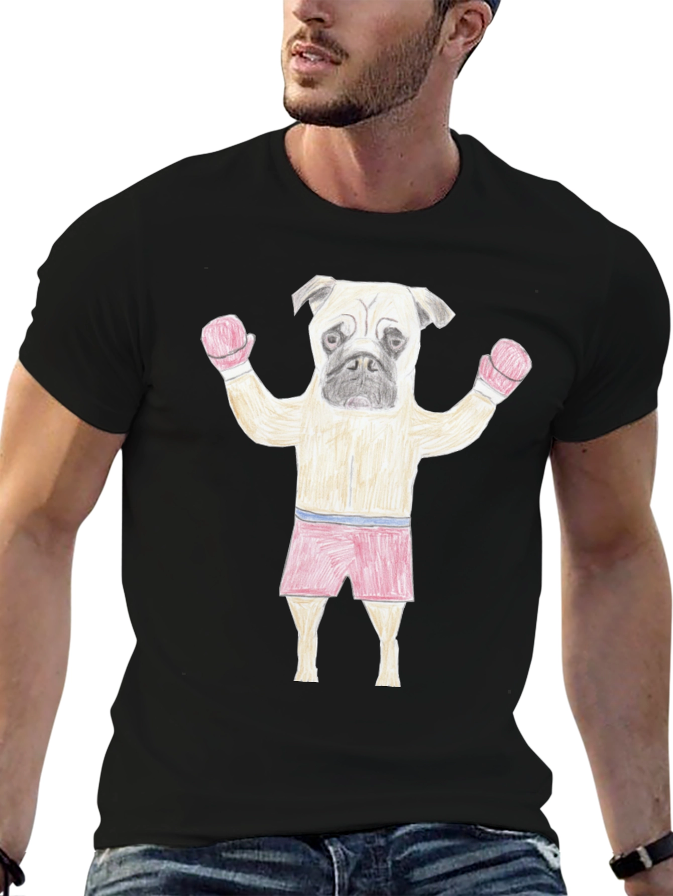 Pug Boxer Black T-Shirt - Funny Animal Tee