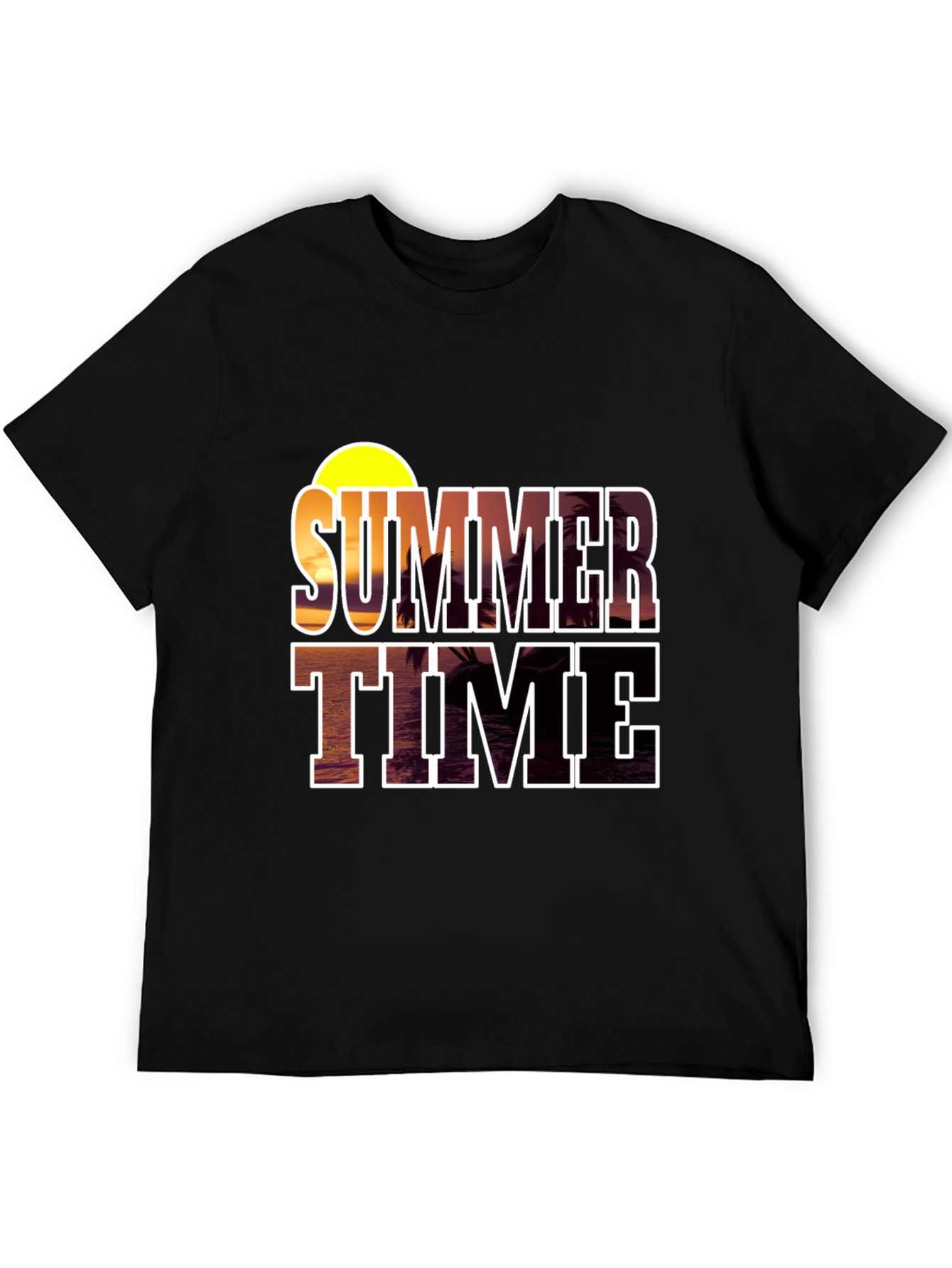 Summer Time Graphic Black T-Shirt