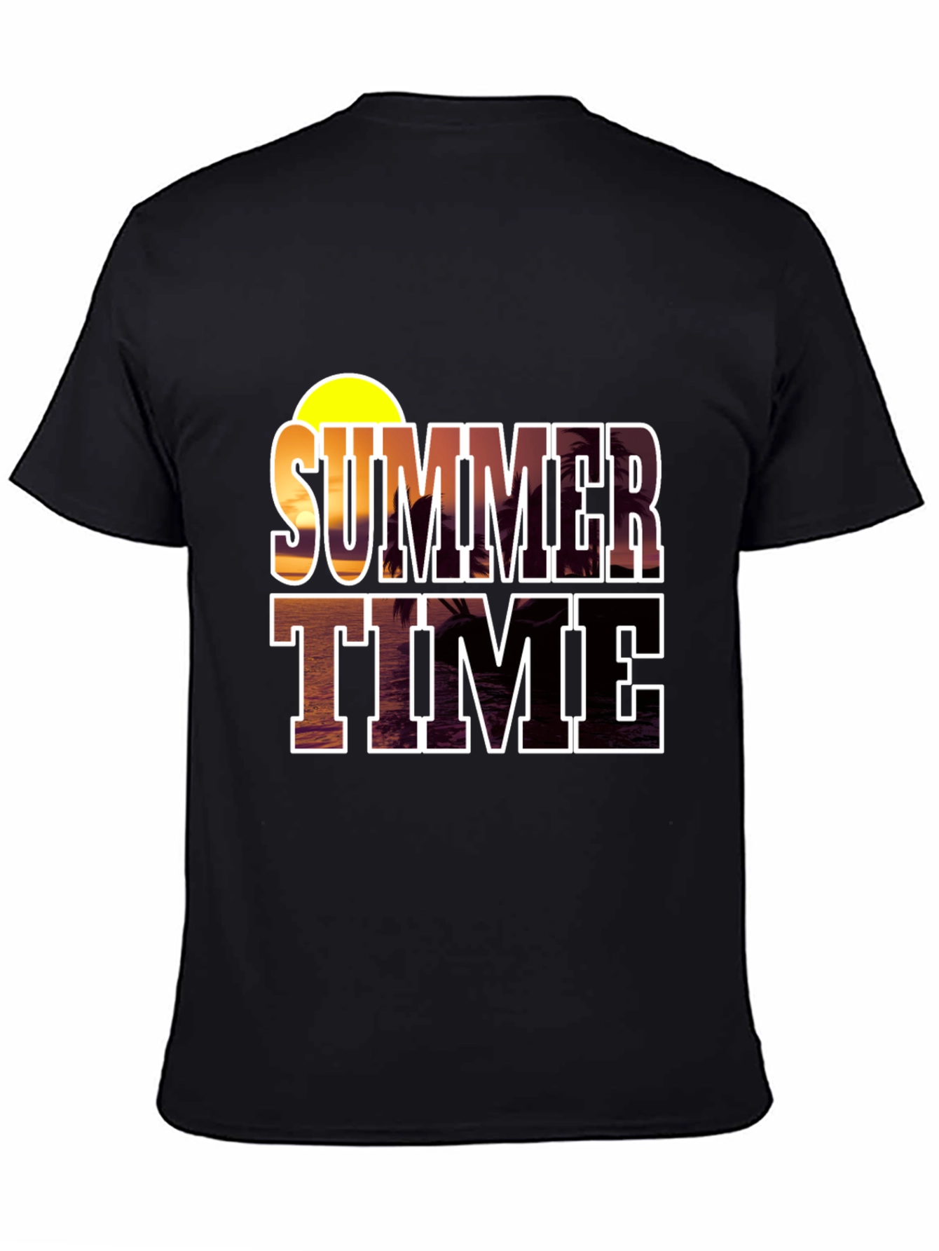 Summer Time Graphic Black T-Shirt