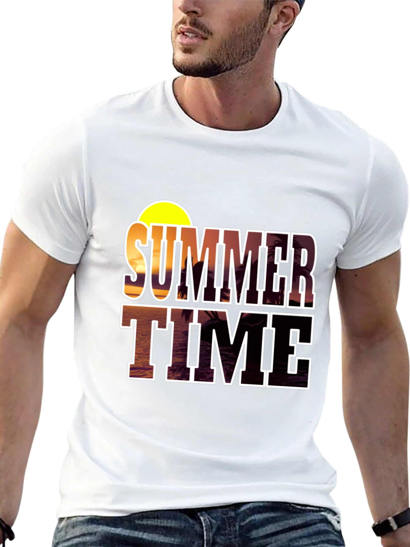Summer Time Graphic Black T-Shirt