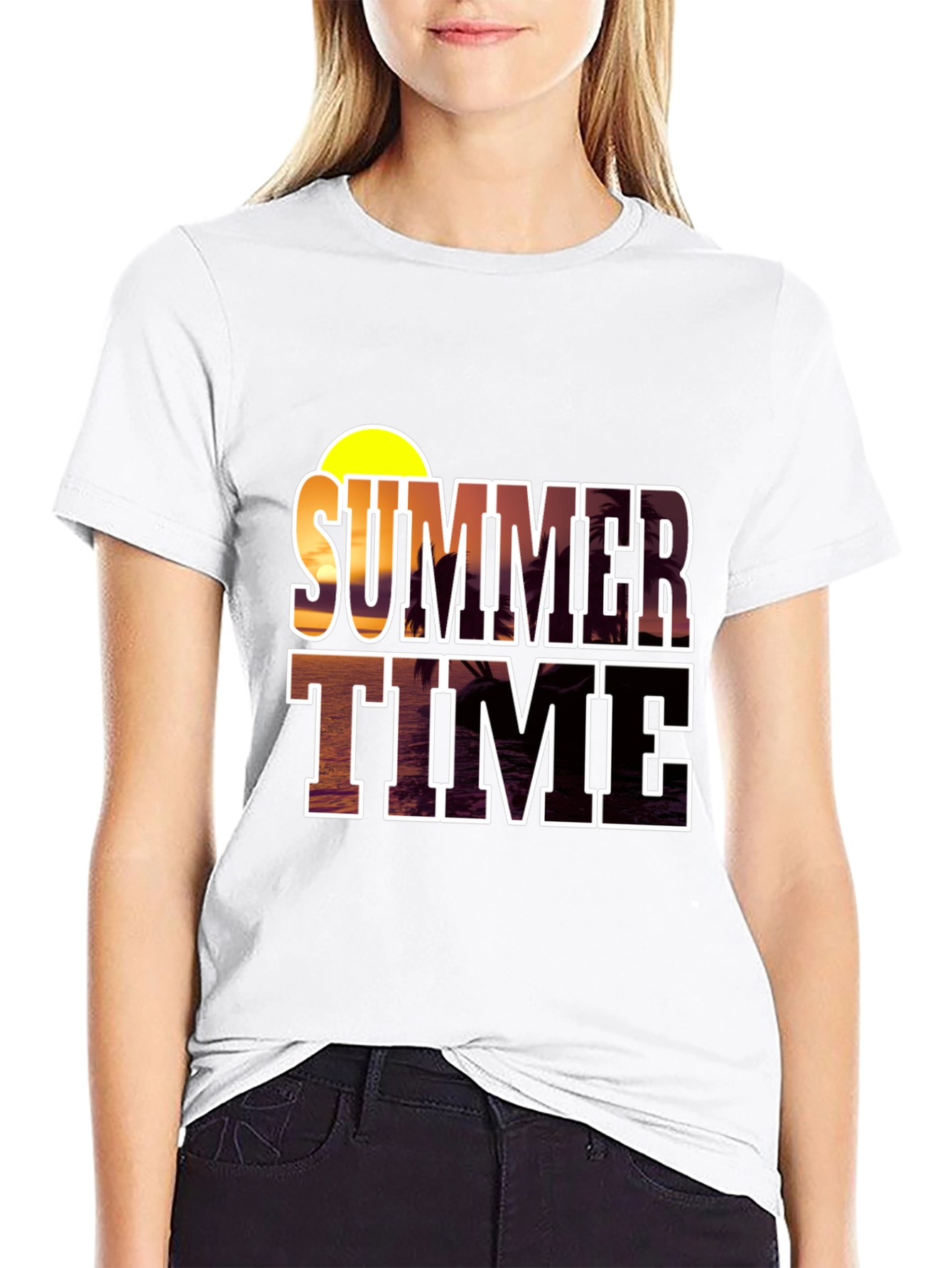 Summer Time Graphic Black T-Shirt