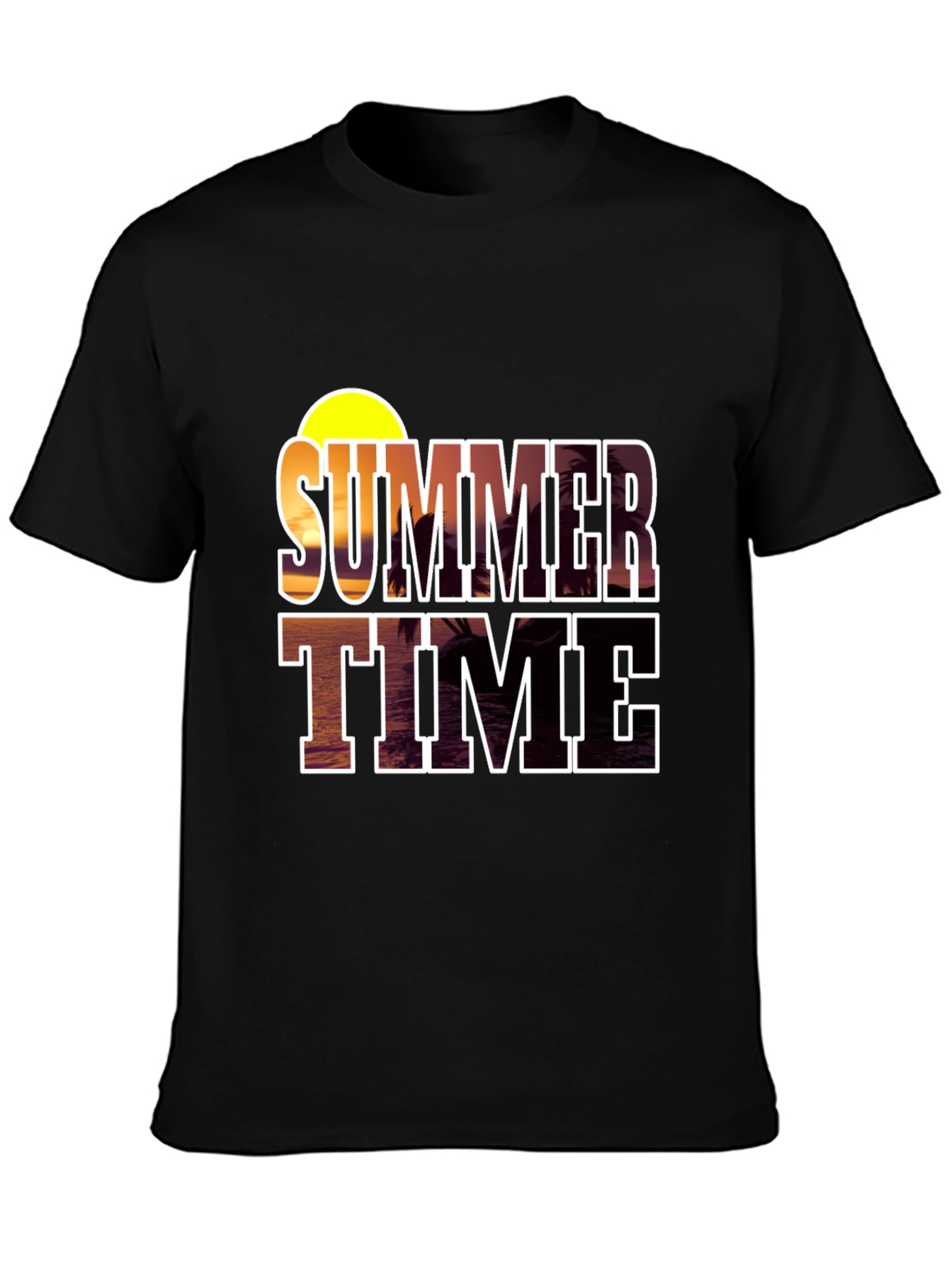 Summer Time Graphic Black T-Shirt