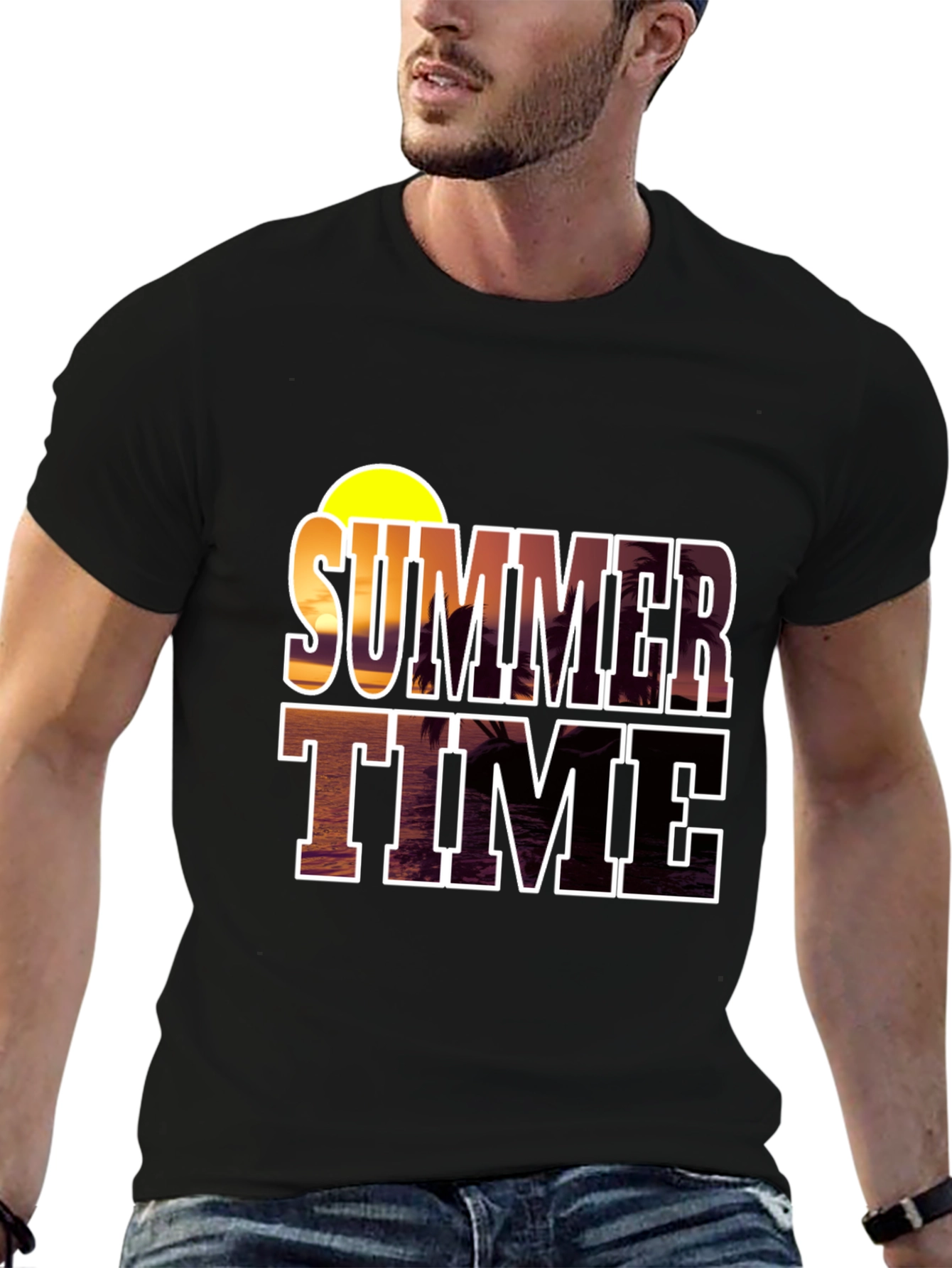 Summer Time Graphic Black T-Shirt
