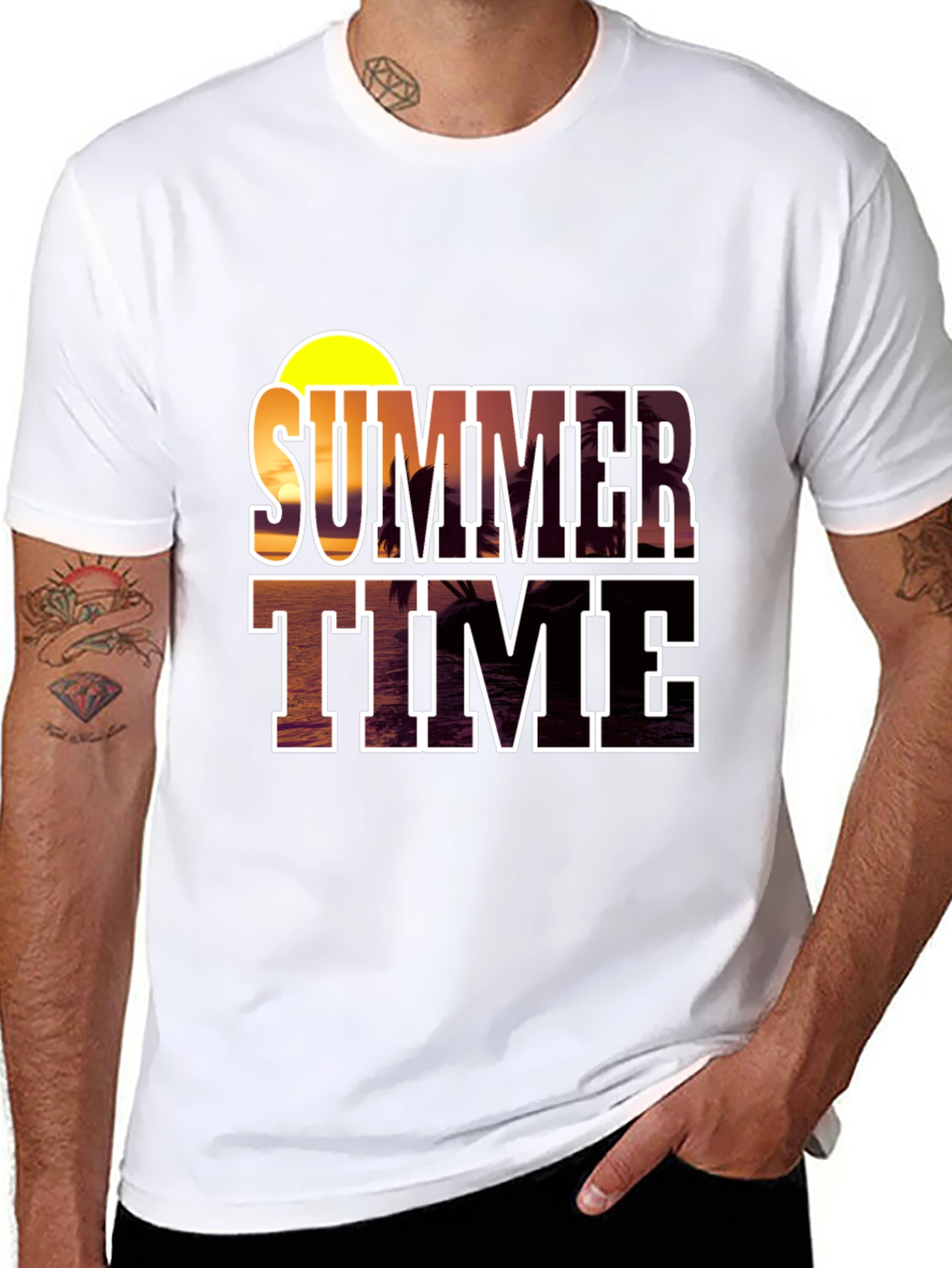 Summer Time Graphic Black T-Shirt