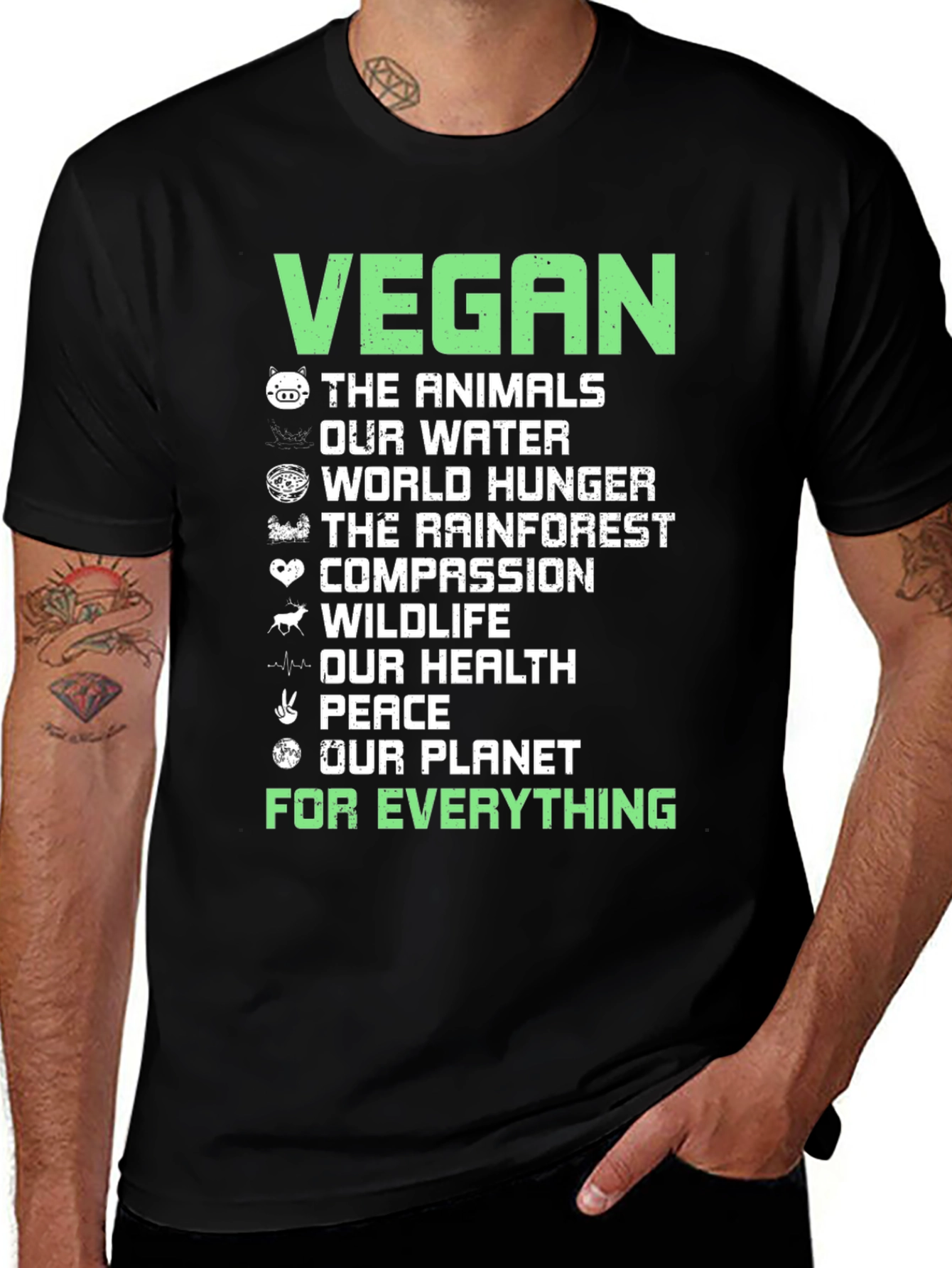 Vegan Cause T-Shirt - Animals Water Hunger Planet