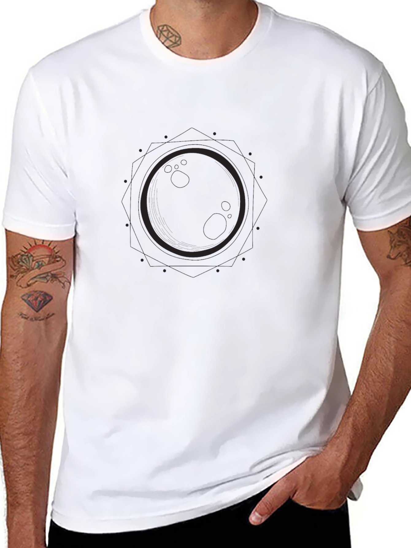 Mens Solid Black Crew Neck T-Shirt