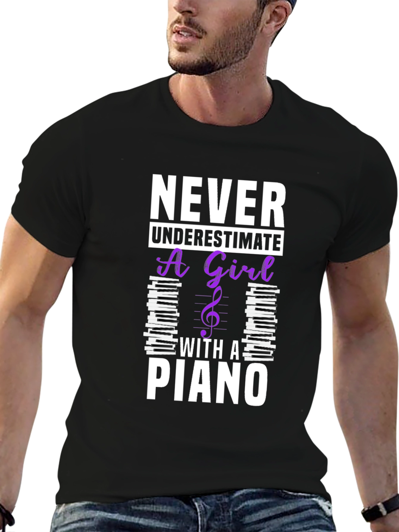 Never Underestimate a Girl with a Piano T-Shirt