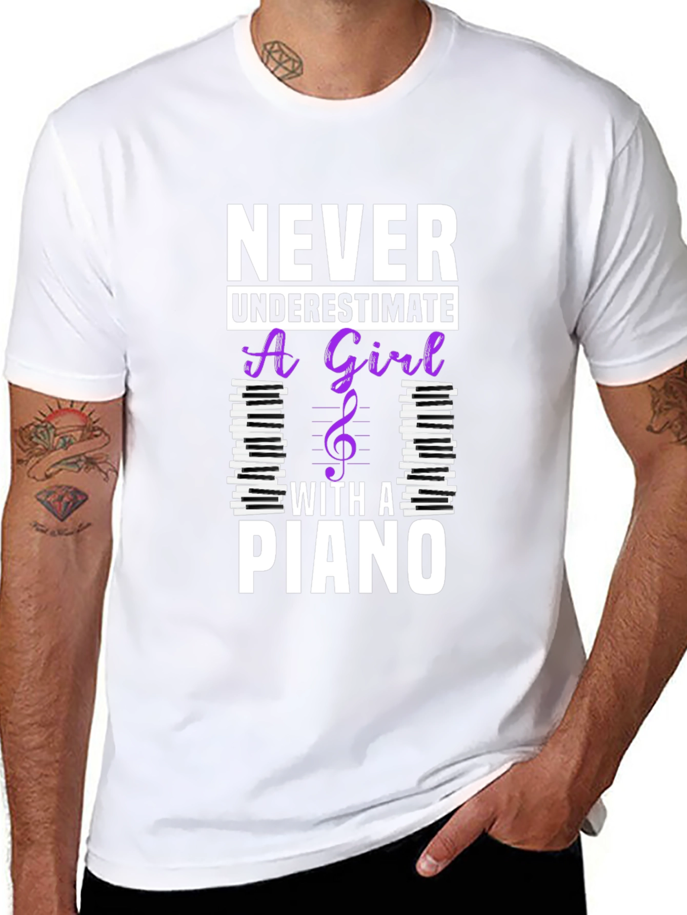 Never Underestimate a Girl with a Piano T-Shirt