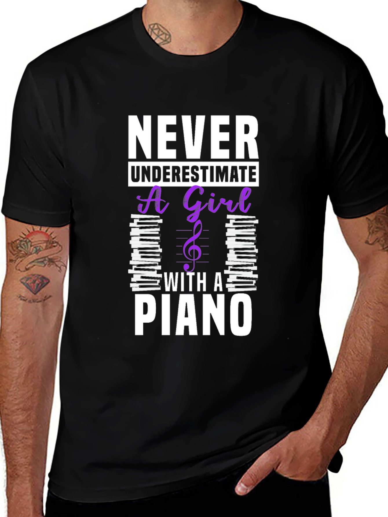 Never Underestimate a Girl with a Piano T-Shirt