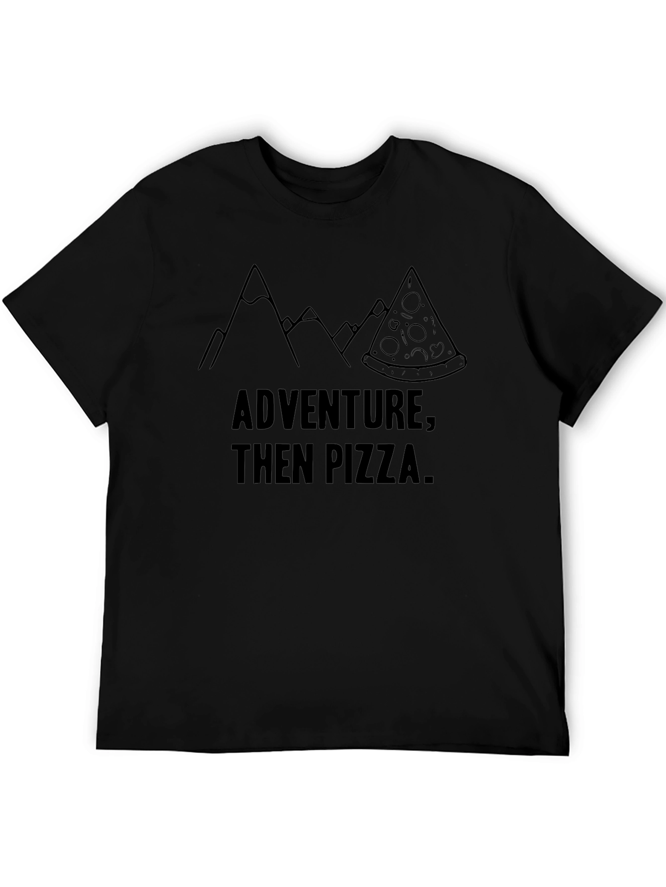 Adventure Then Pizza Graphic Tee - Mens Black T-Shirt