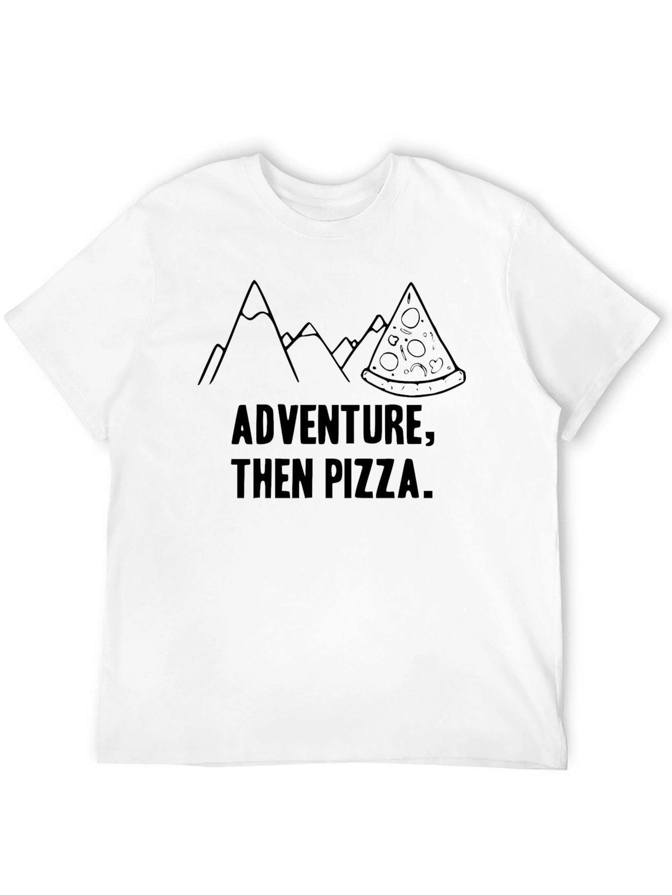 Adventure Then Pizza Graphic Tee - Mens Black T-Shirt