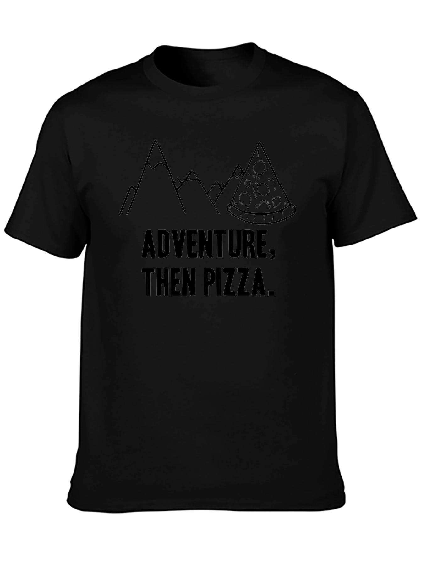 Adventure Then Pizza Graphic Tee - Mens Black T-Shirt
