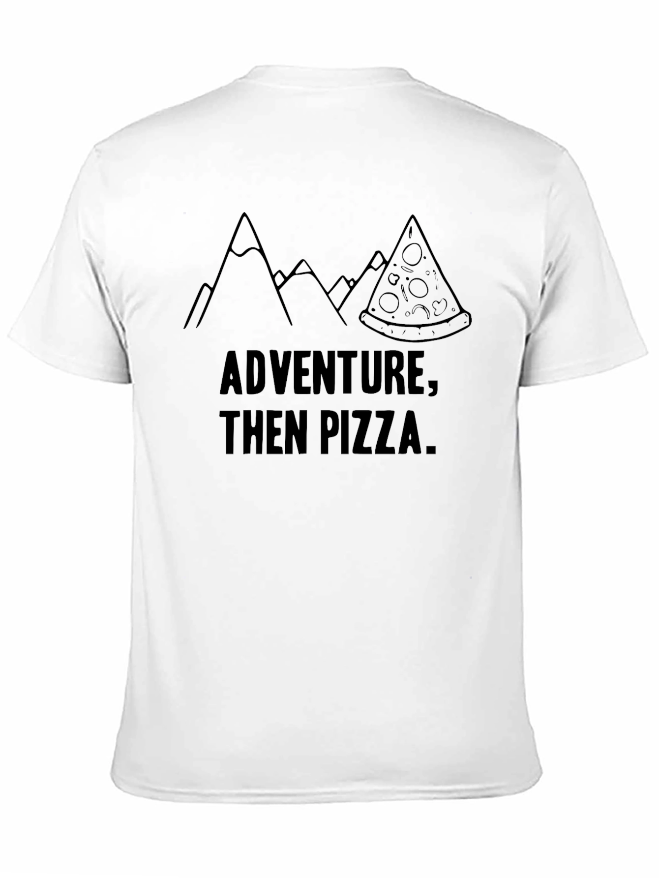 Adventure Then Pizza Graphic Tee - Mens Black T-Shirt
