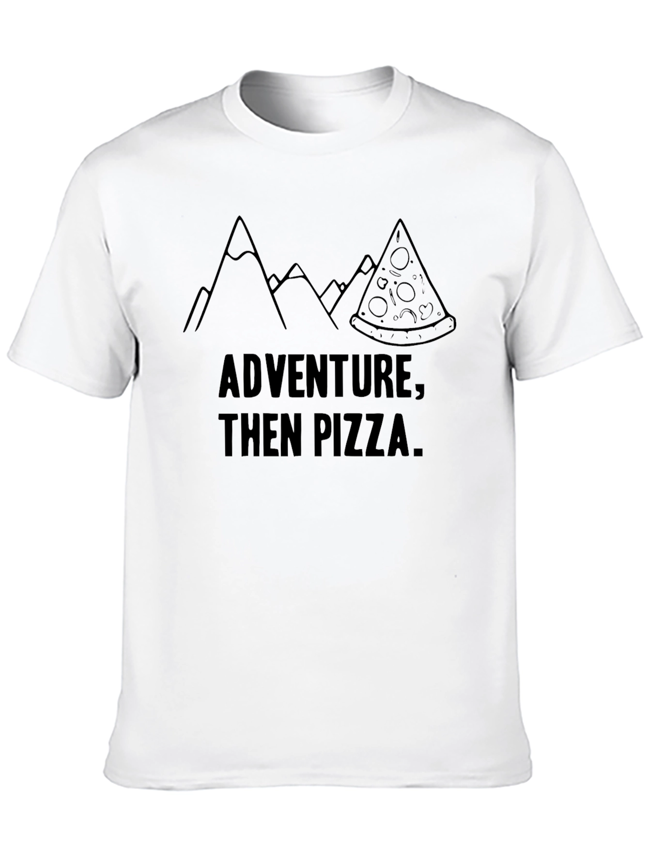 Adventure Then Pizza Graphic Tee - Mens Black T-Shirt