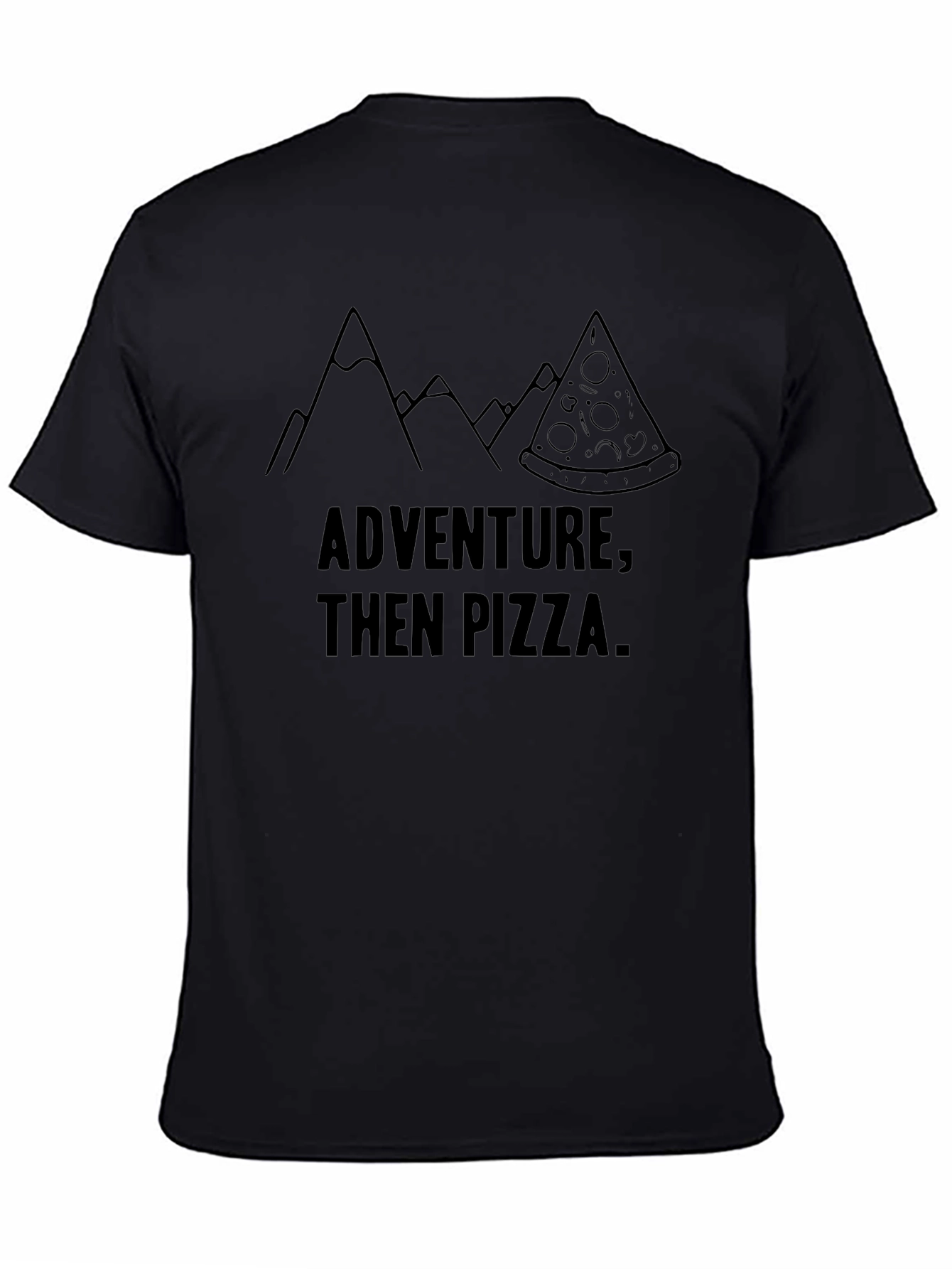 Adventure Then Pizza Graphic Tee - Mens Black T-Shirt