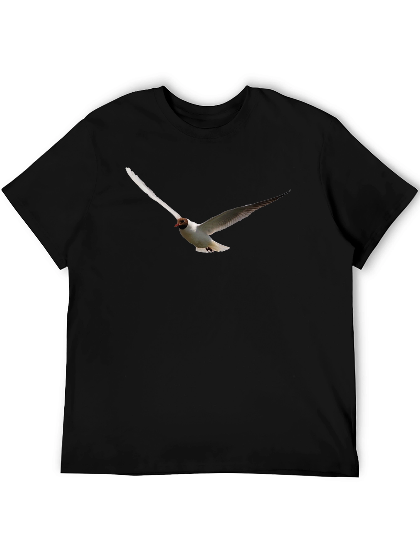 Black T-Shirt with Flying Bird Graphic