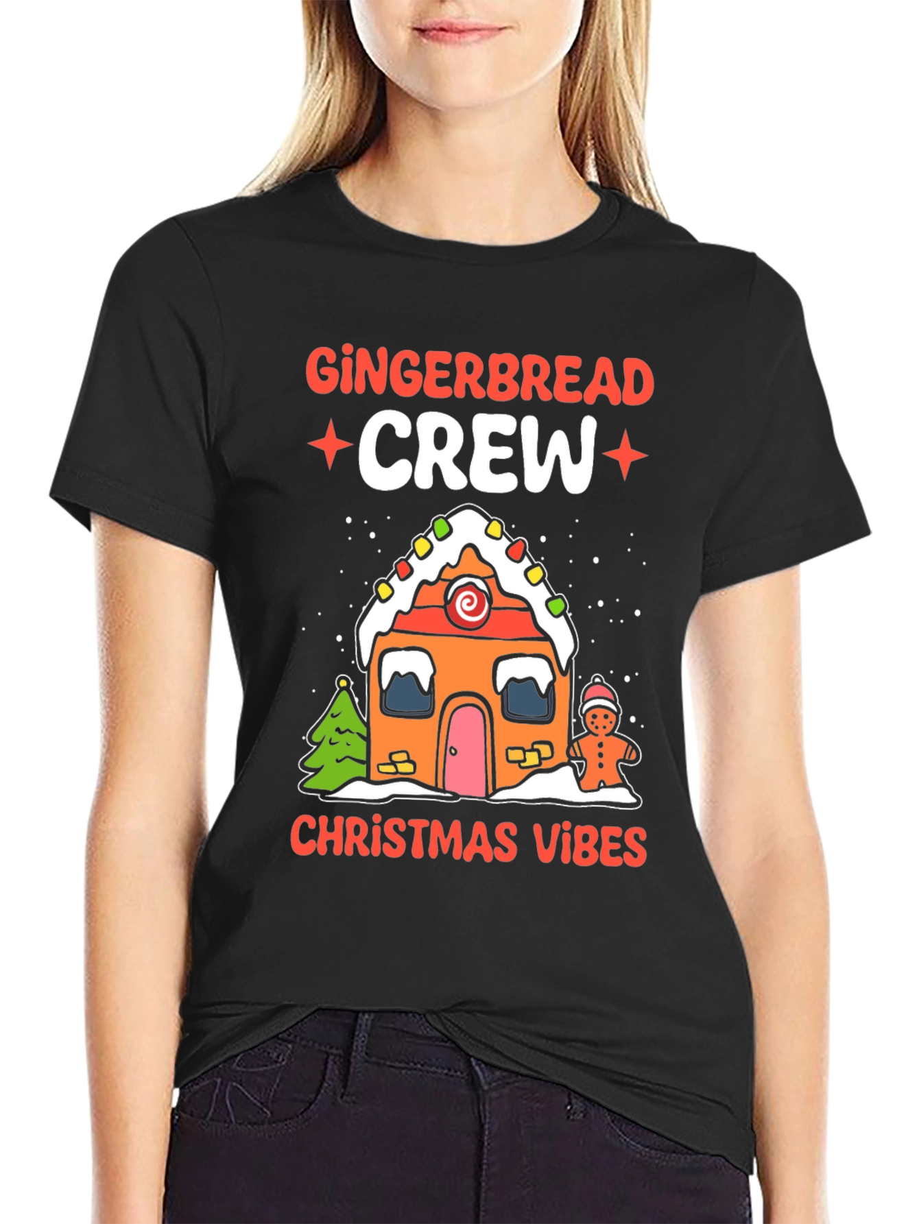 Gingerbread Crew Christmas Vibes Graphic Tee
