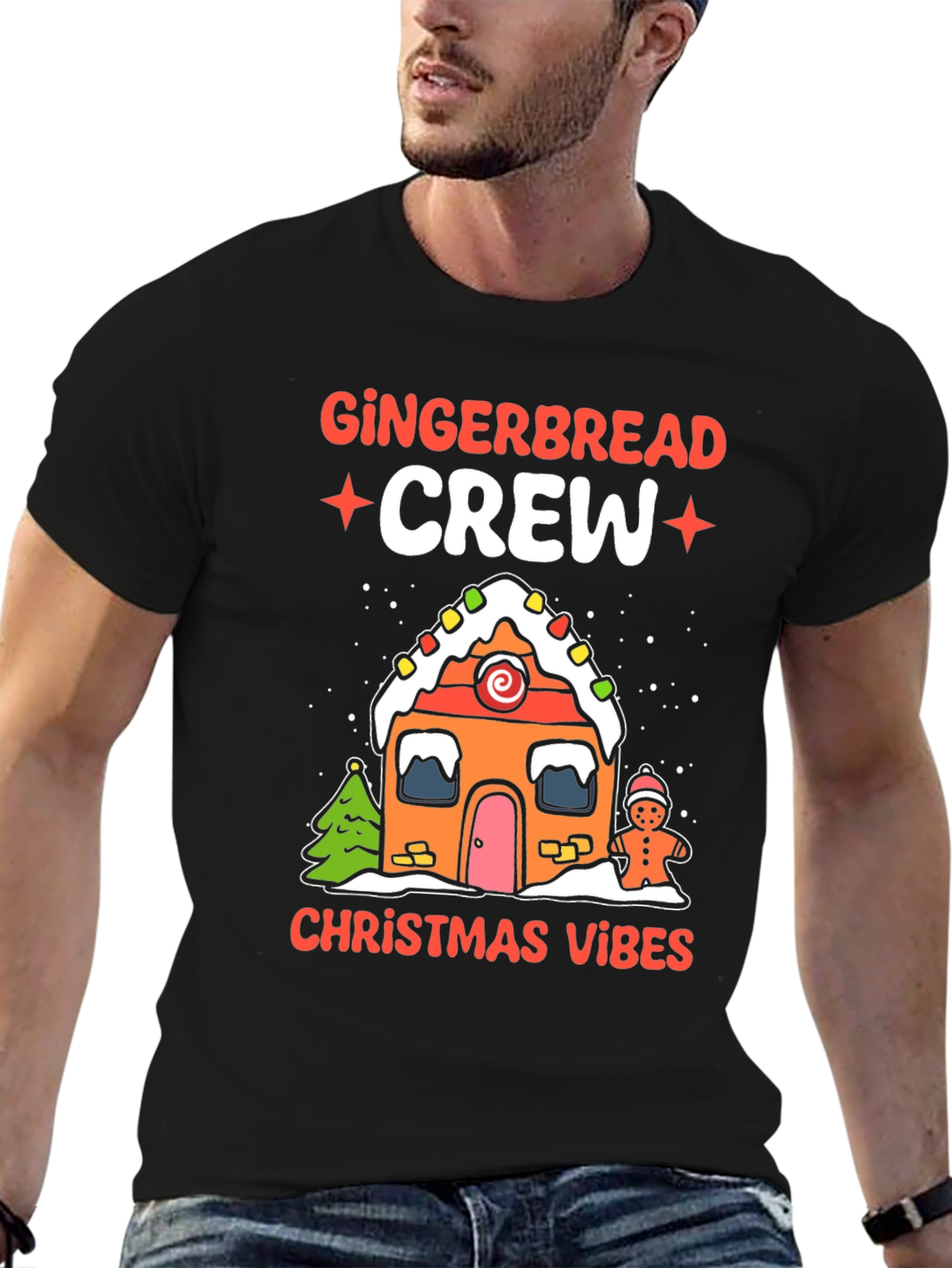 Gingerbread Crew Christmas Vibes Graphic Tee