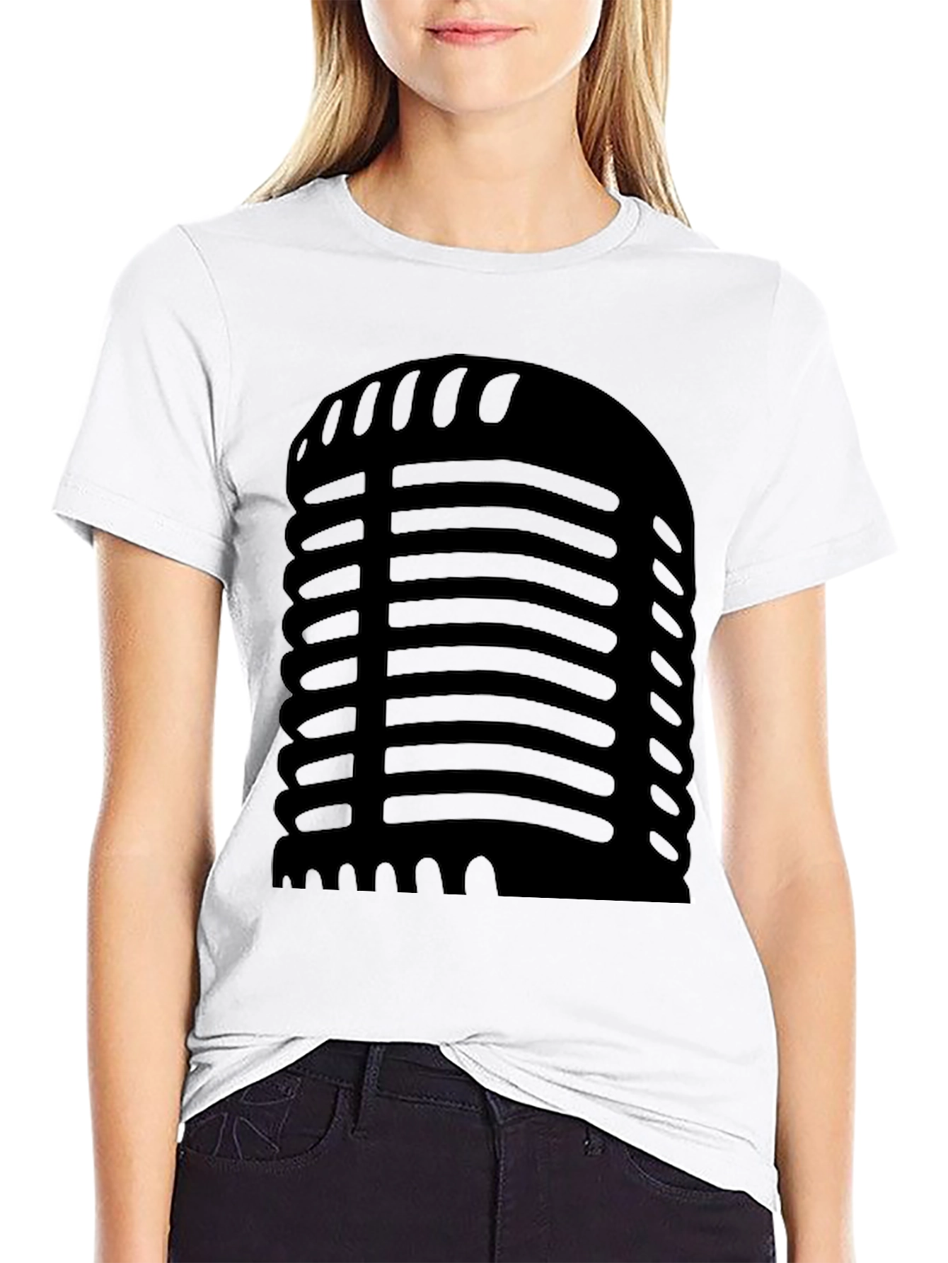 Retro Microphone Black T-Shirt