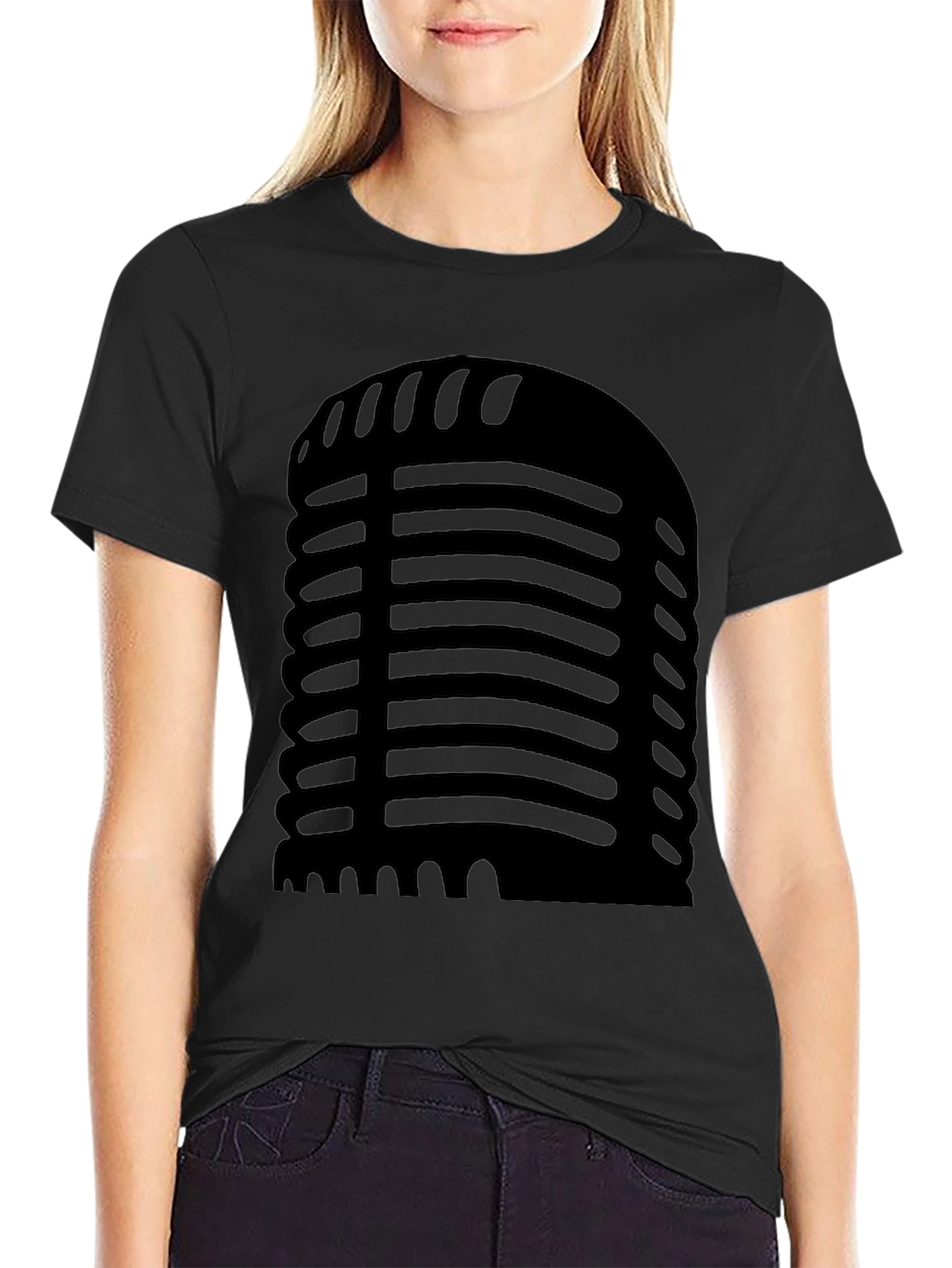 Retro Microphone Black T-Shirt