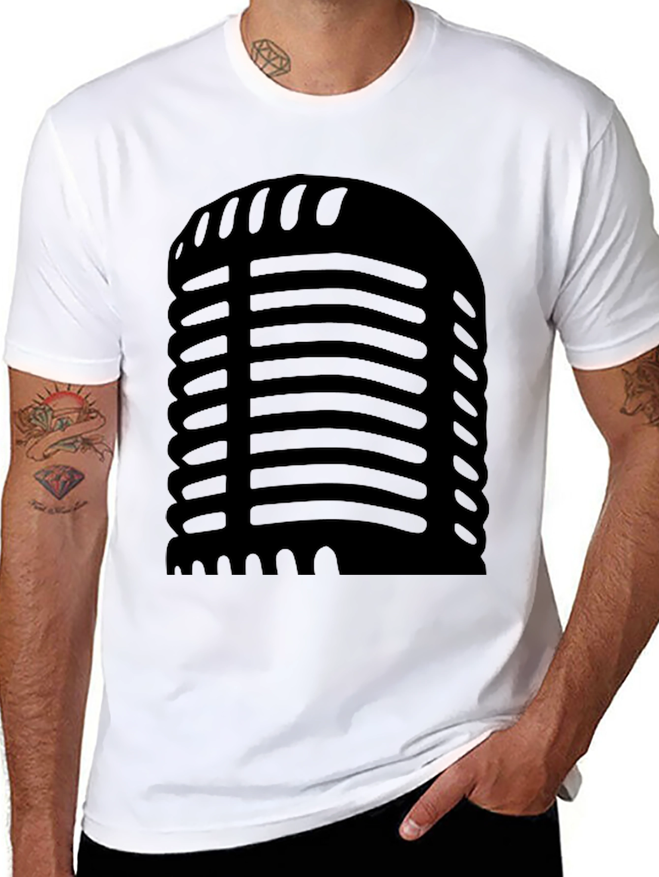 Retro Microphone Black T-Shirt