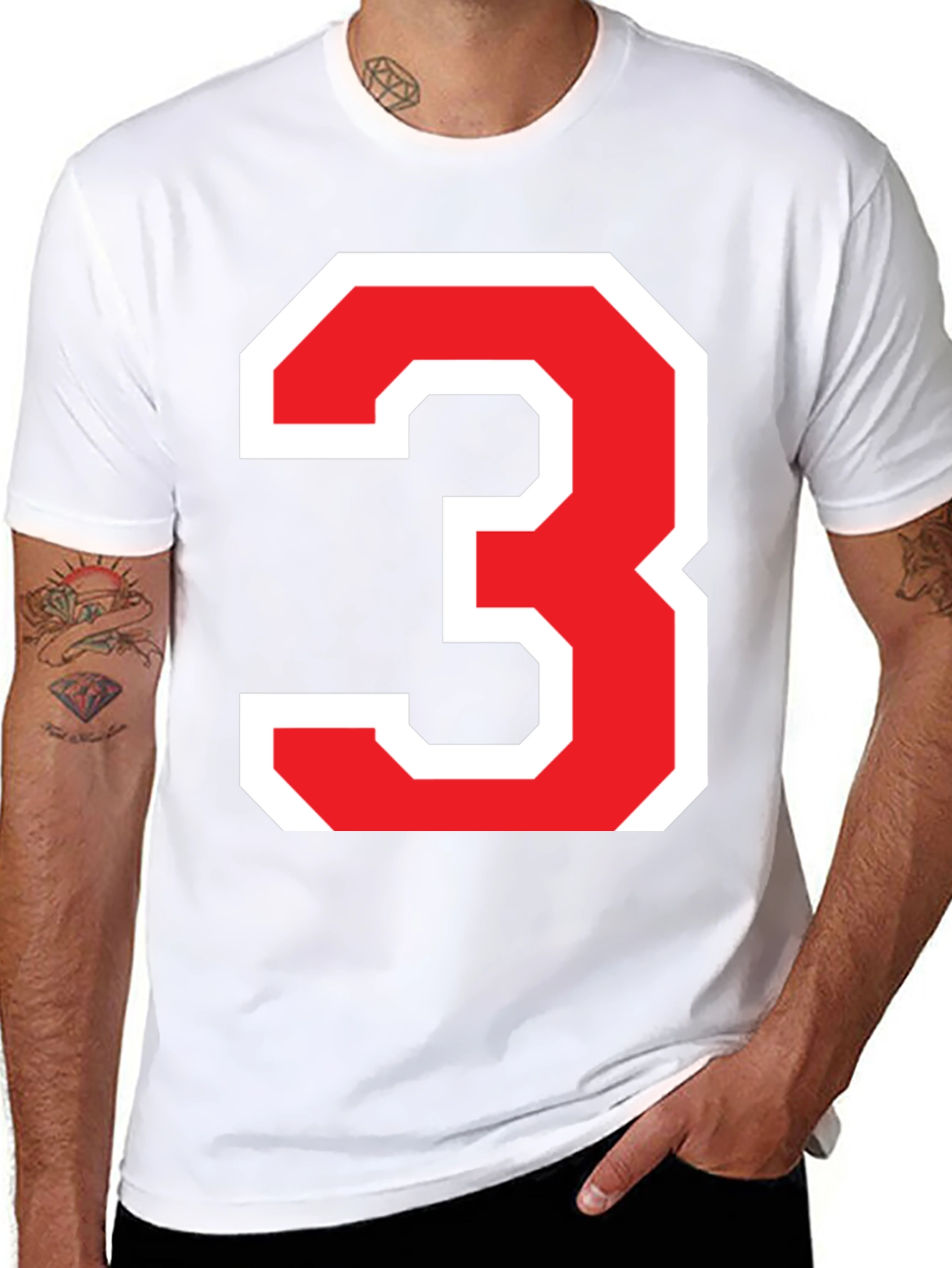Bold Number 3 Graphic T-Shirt - Black