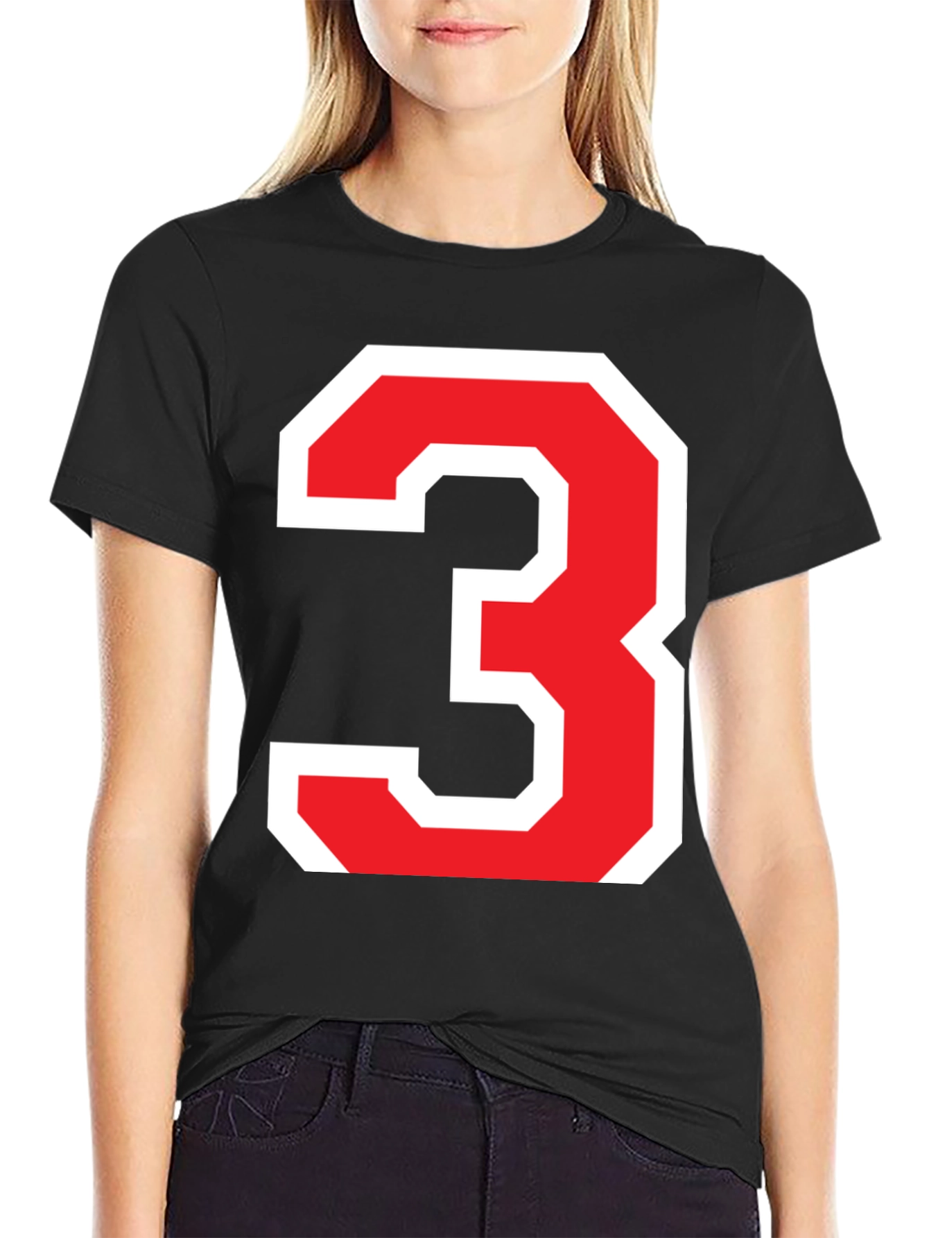 Bold Number 3 Graphic T-Shirt - Black