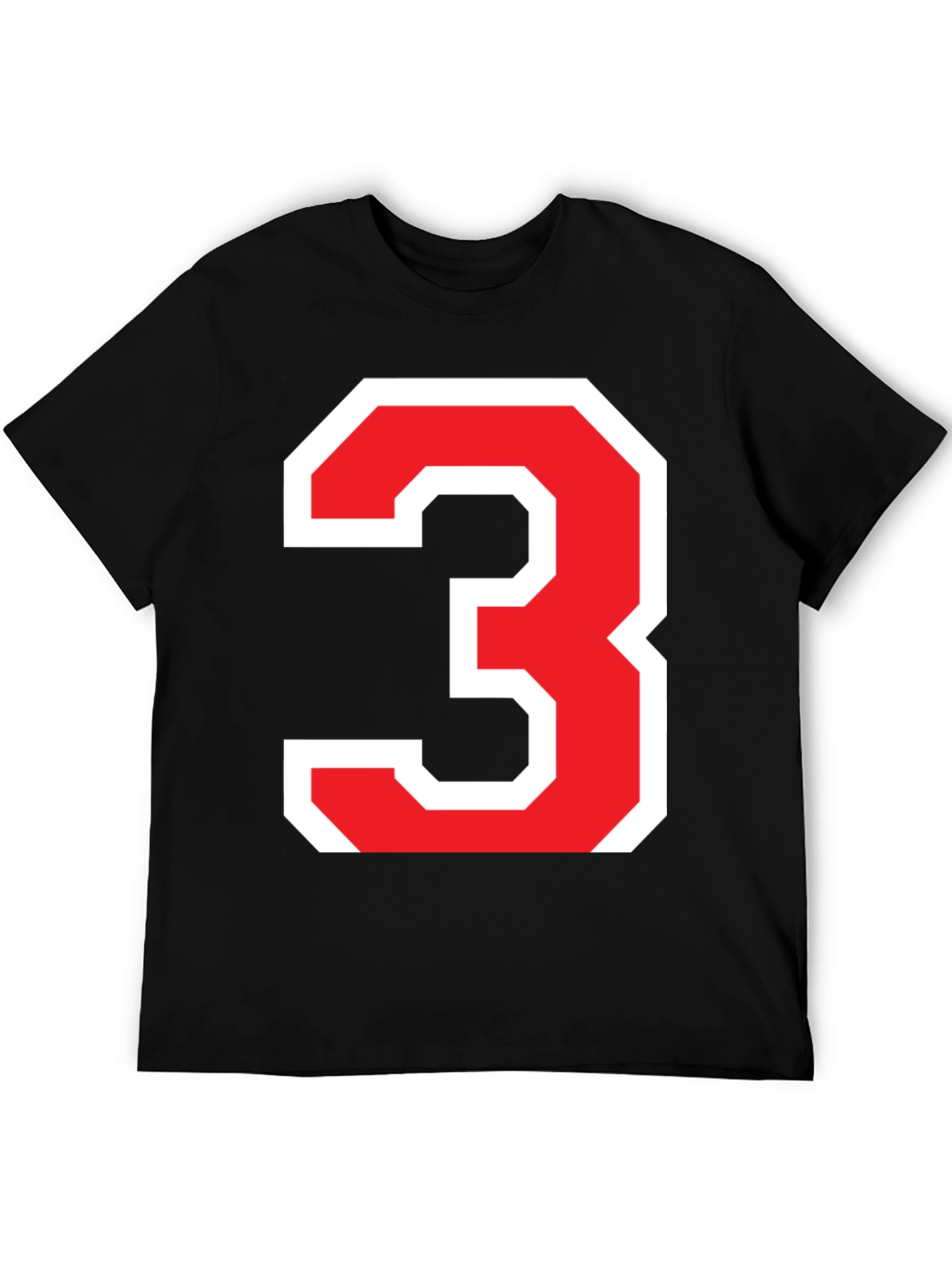 Bold Number 3 Graphic T-Shirt - Black