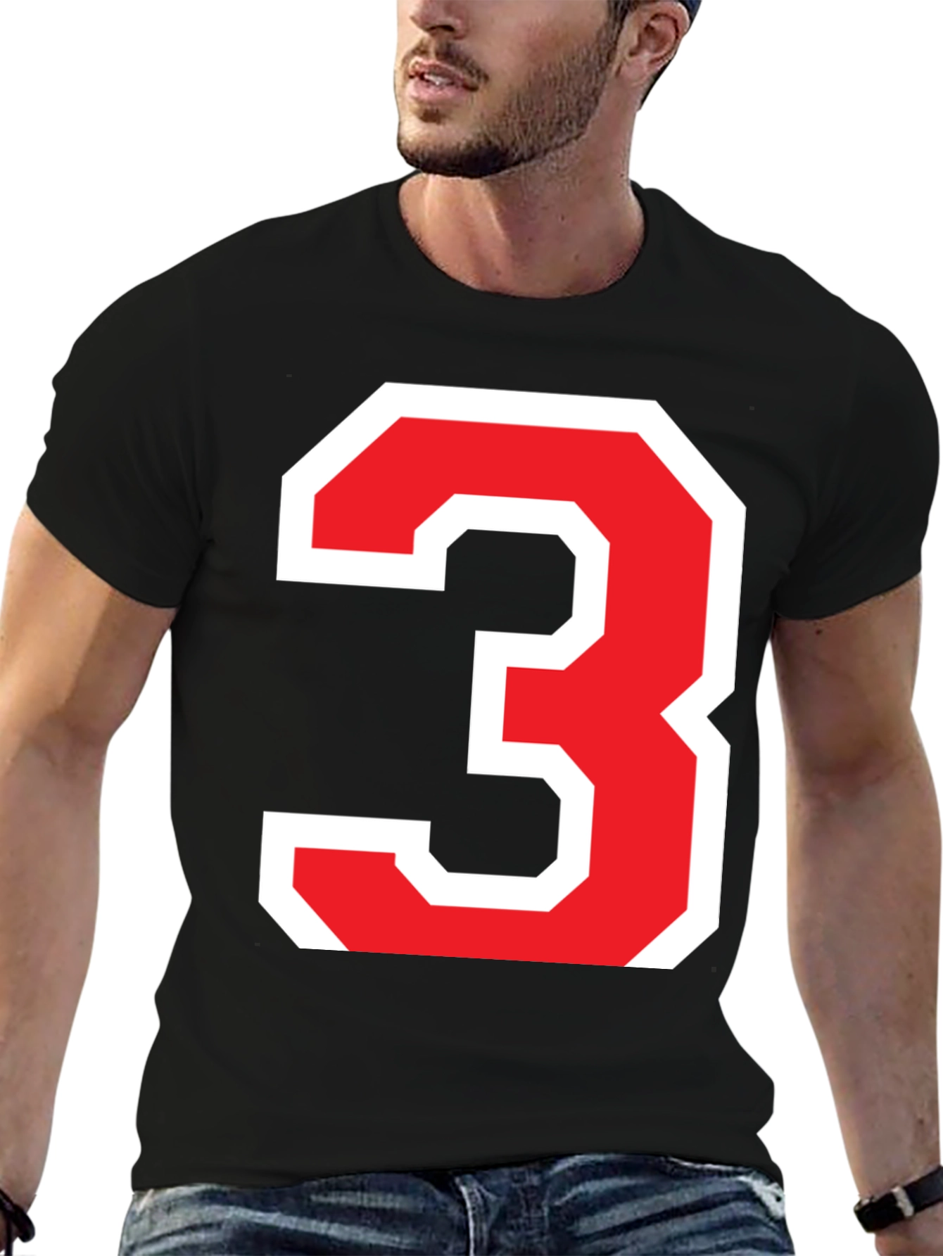 Bold Number 3 Graphic T-Shirt - Black