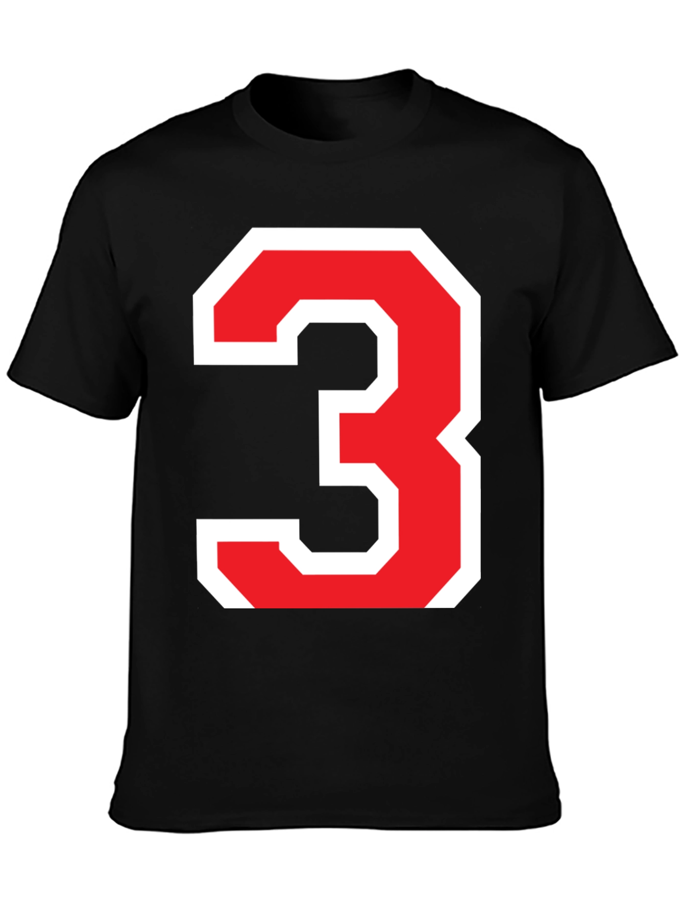 Bold Number 3 Graphic T-Shirt - Black