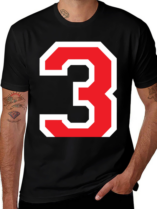 Bold Number 3 Graphic T-Shirt - Black