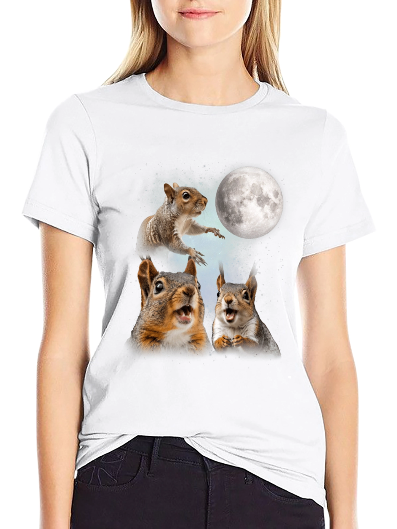 Squirrels in Space Black T-Shirt