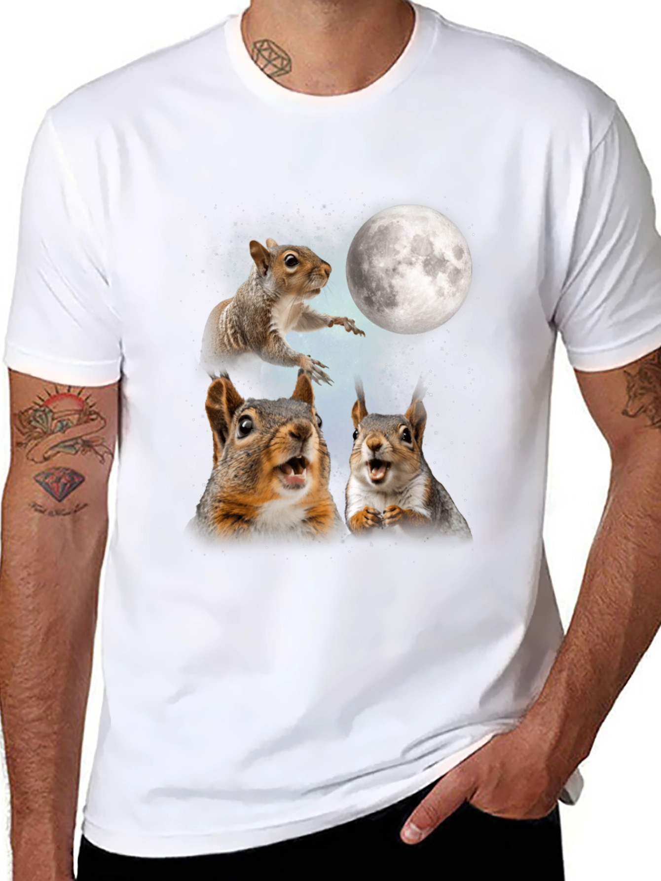 Squirrels in Space Black T-Shirt