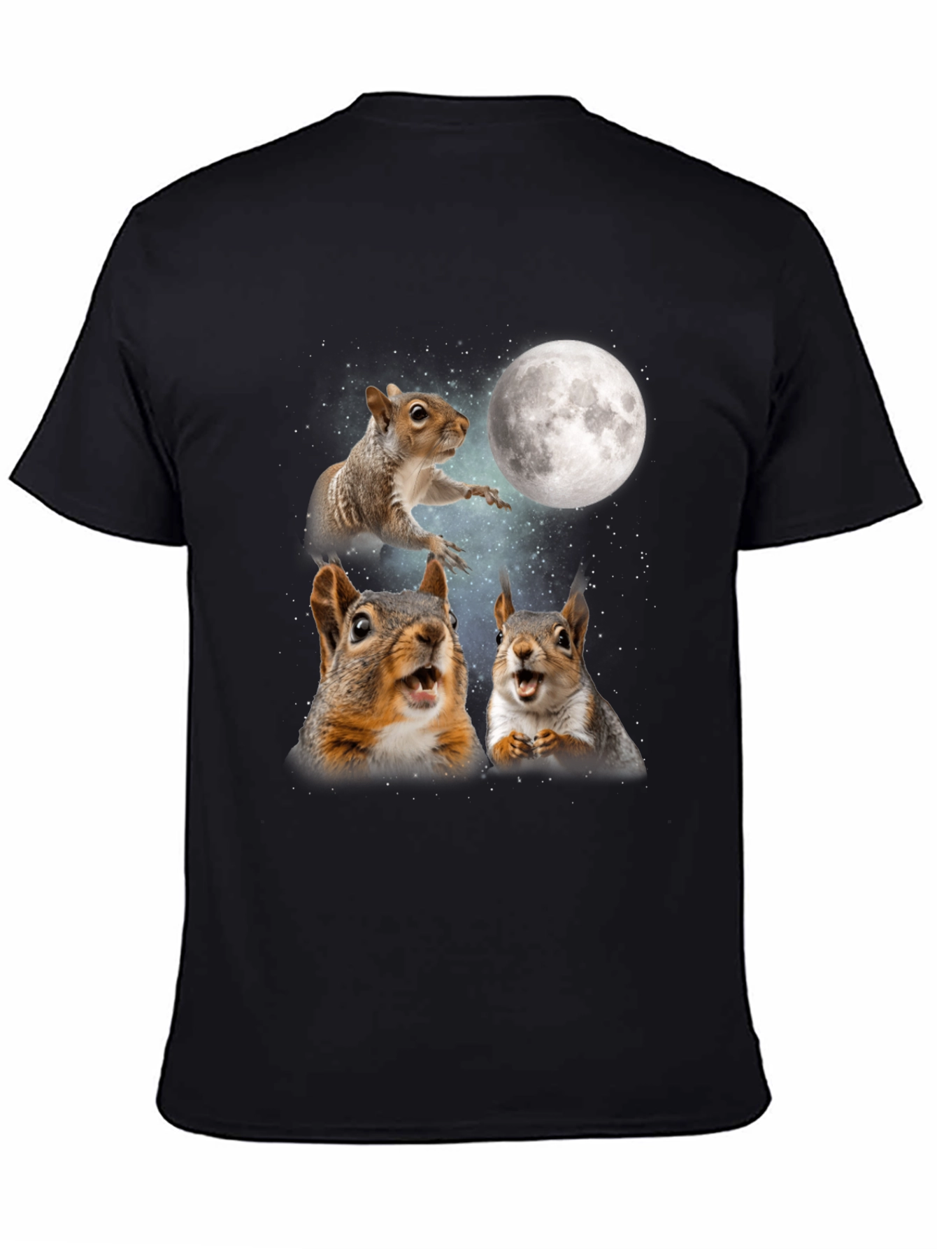 Squirrels in Space Black T-Shirt
