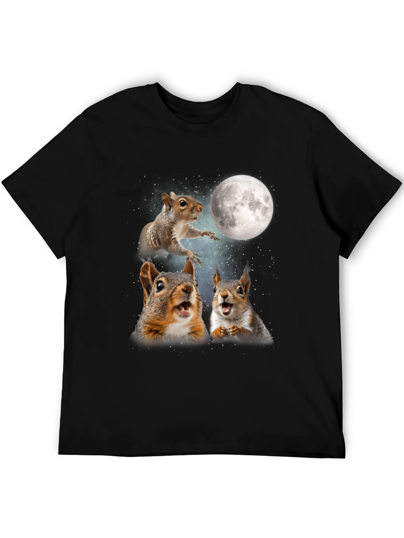 Squirrels in Space Black T-Shirt