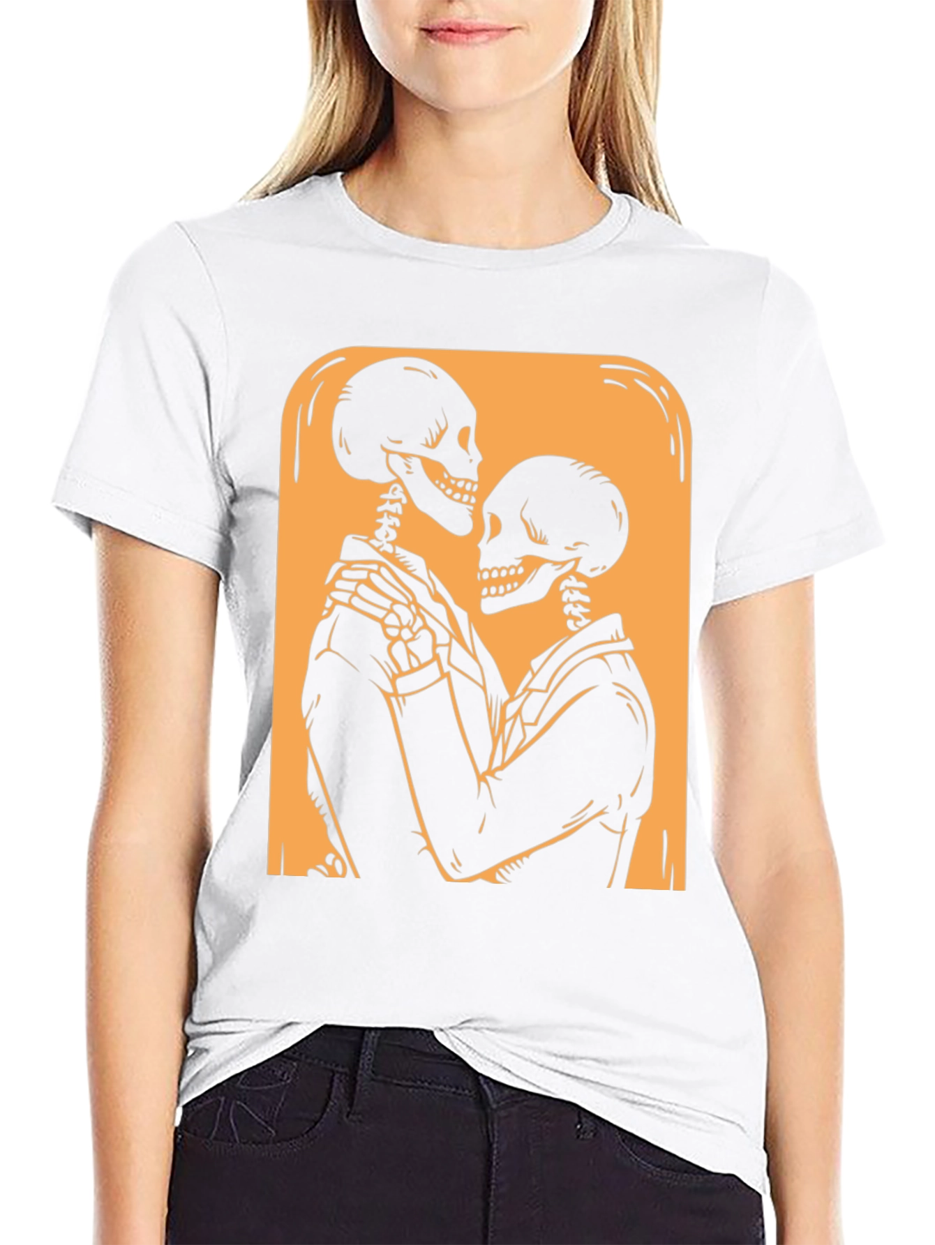Skeleton Couple Graphic Tee - Black