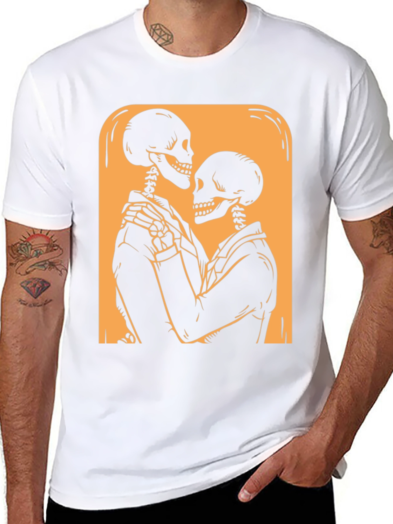 Skeleton Couple Graphic Tee - Black