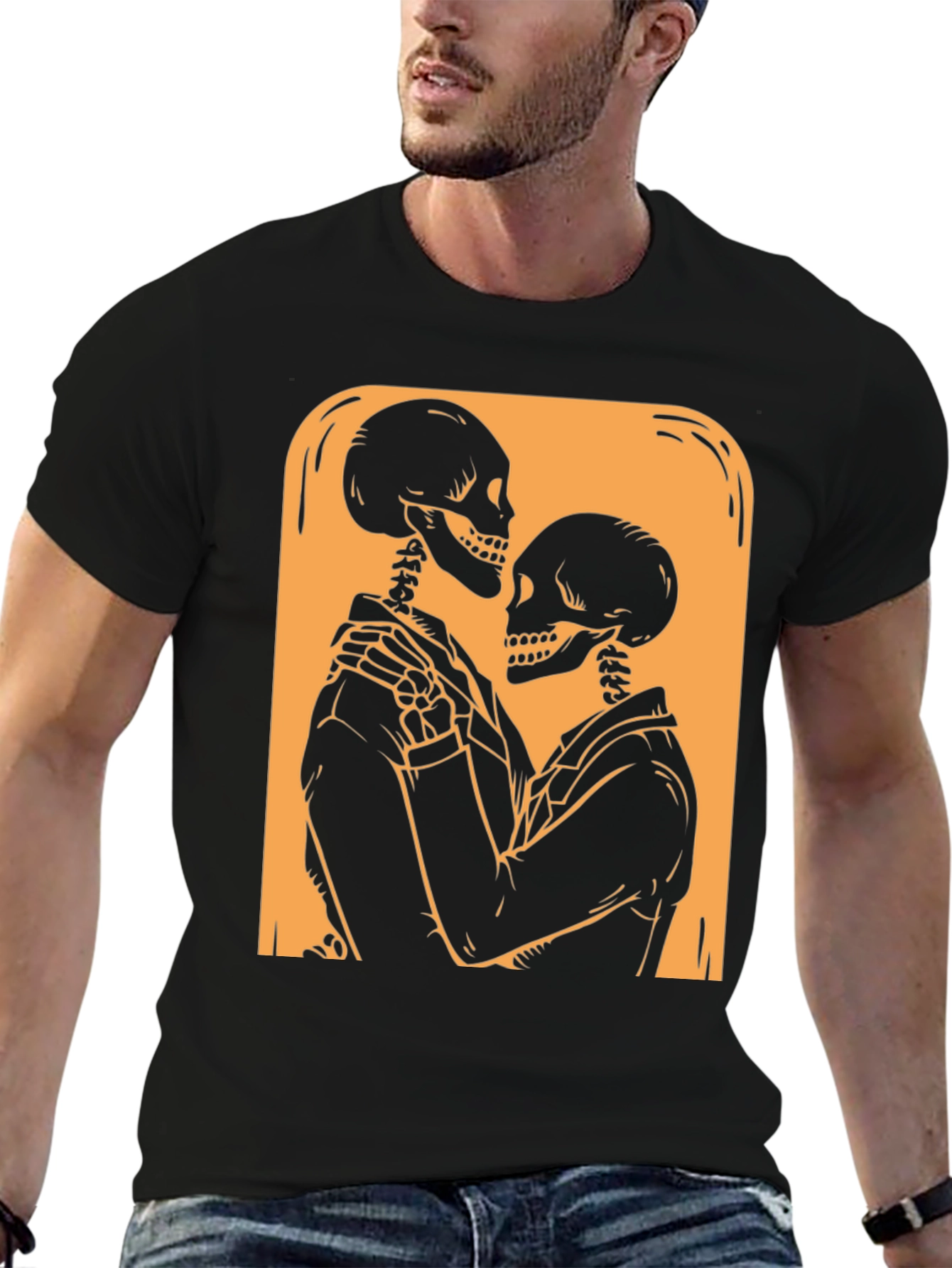 Skeleton Couple Graphic Tee - Black