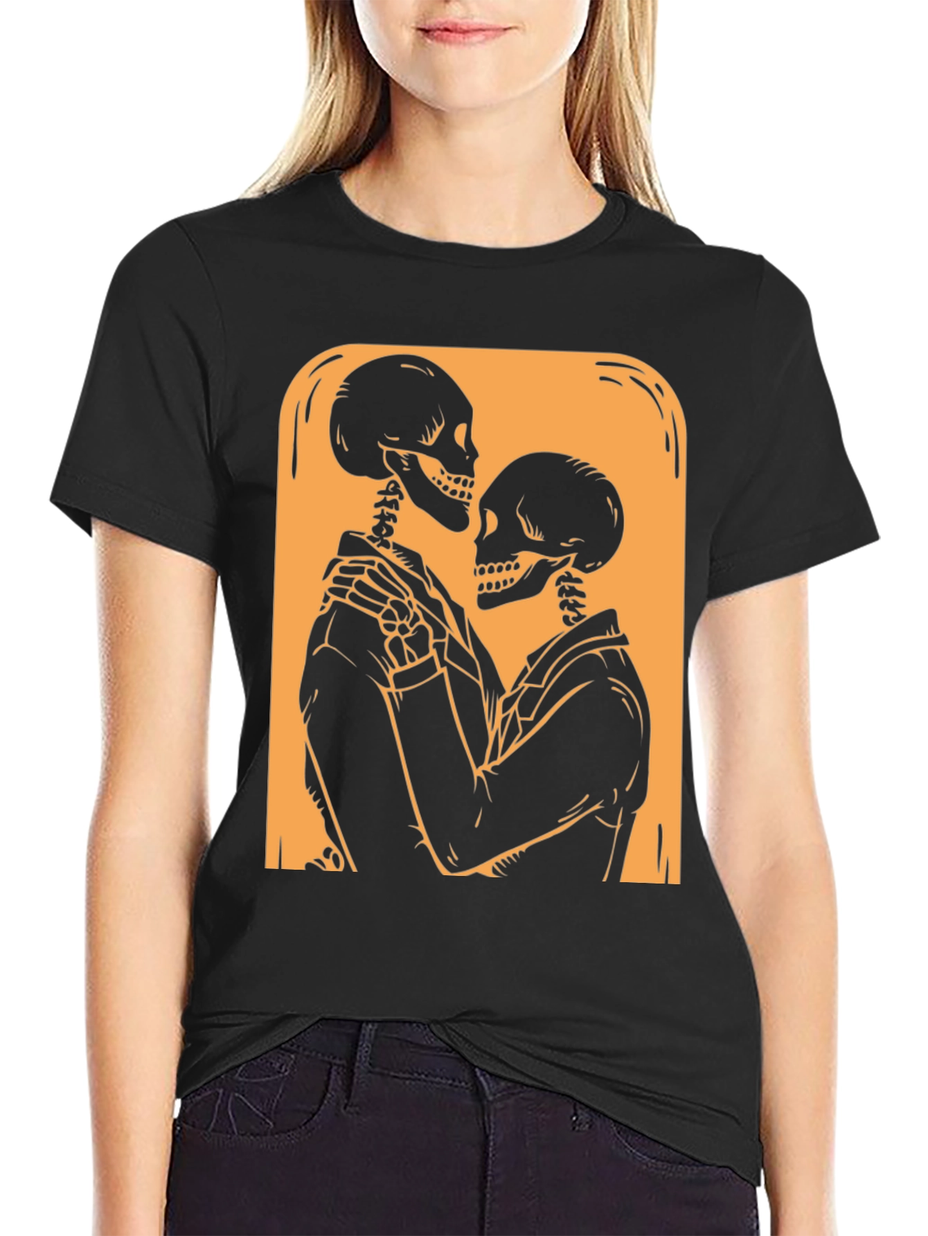 Skeleton Couple Graphic Tee - Black