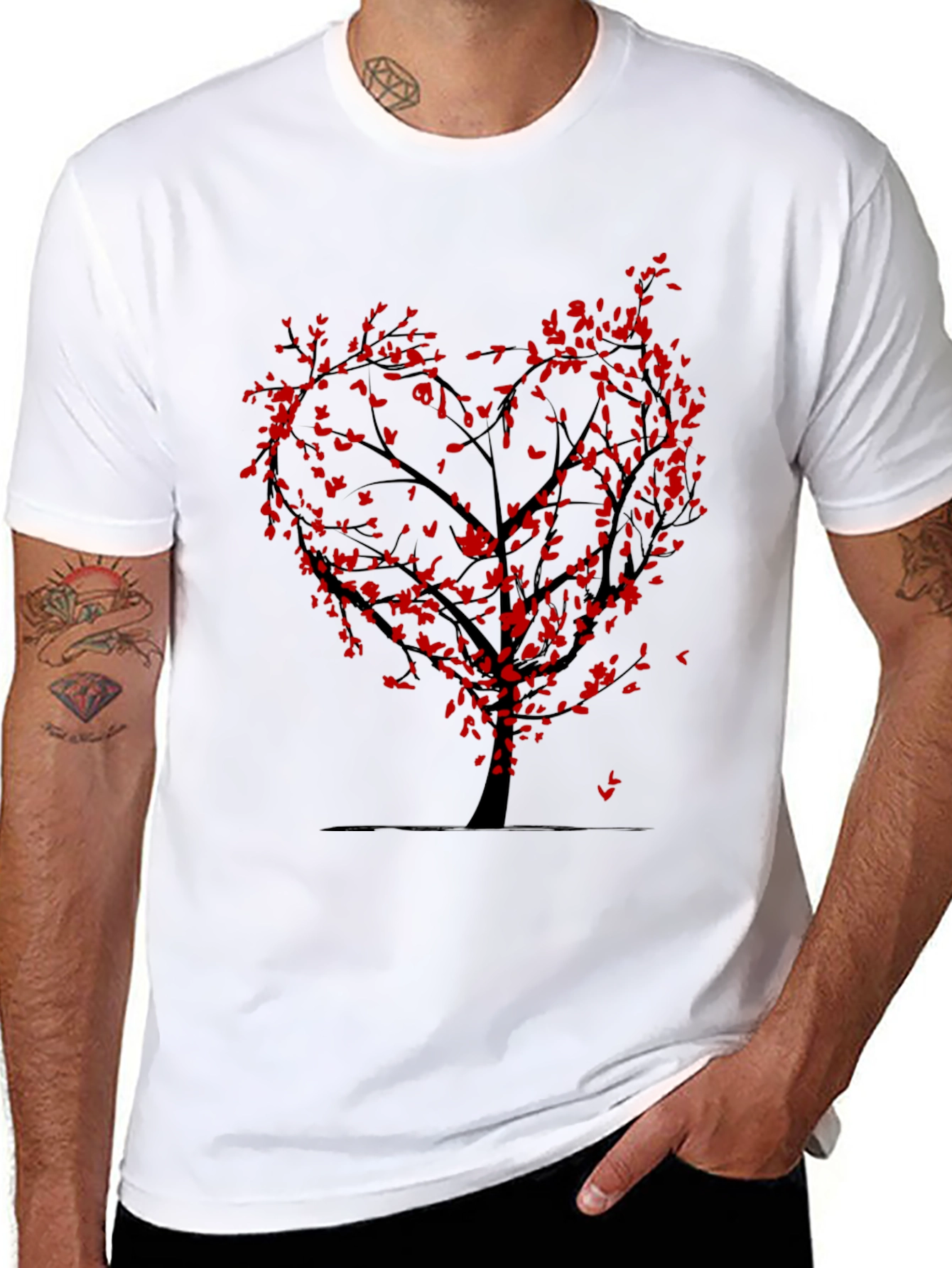 Heart Tree Graphic Tee - Black Cotton Blend
