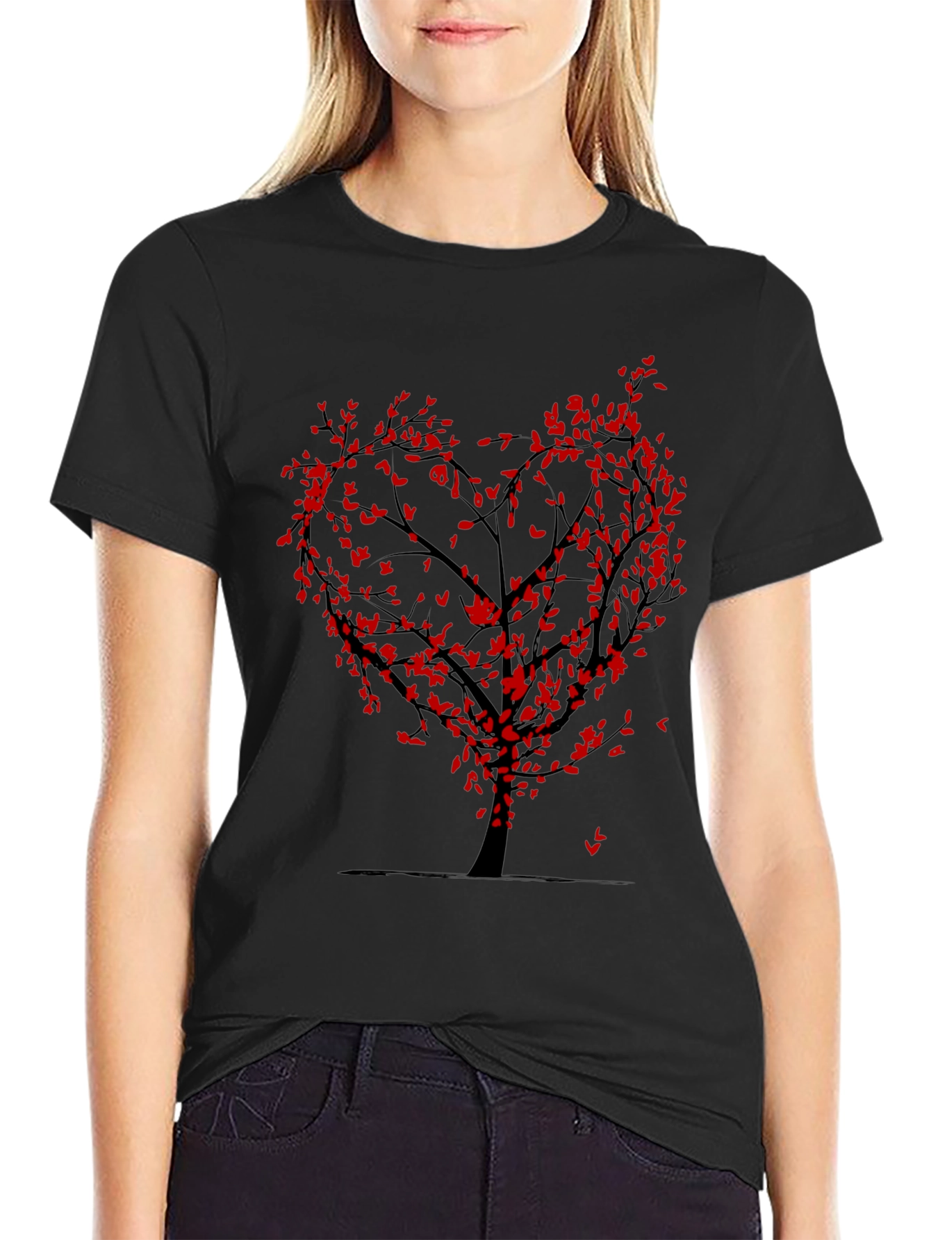 Heart Tree Graphic Tee - Black Cotton Blend